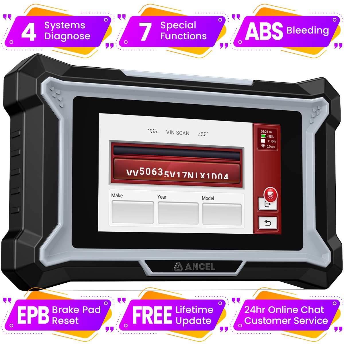 Car OBD2 Scanner Engine ABS SRS AT Car Diagnostic Tool ABS Bleeding Oil Reset