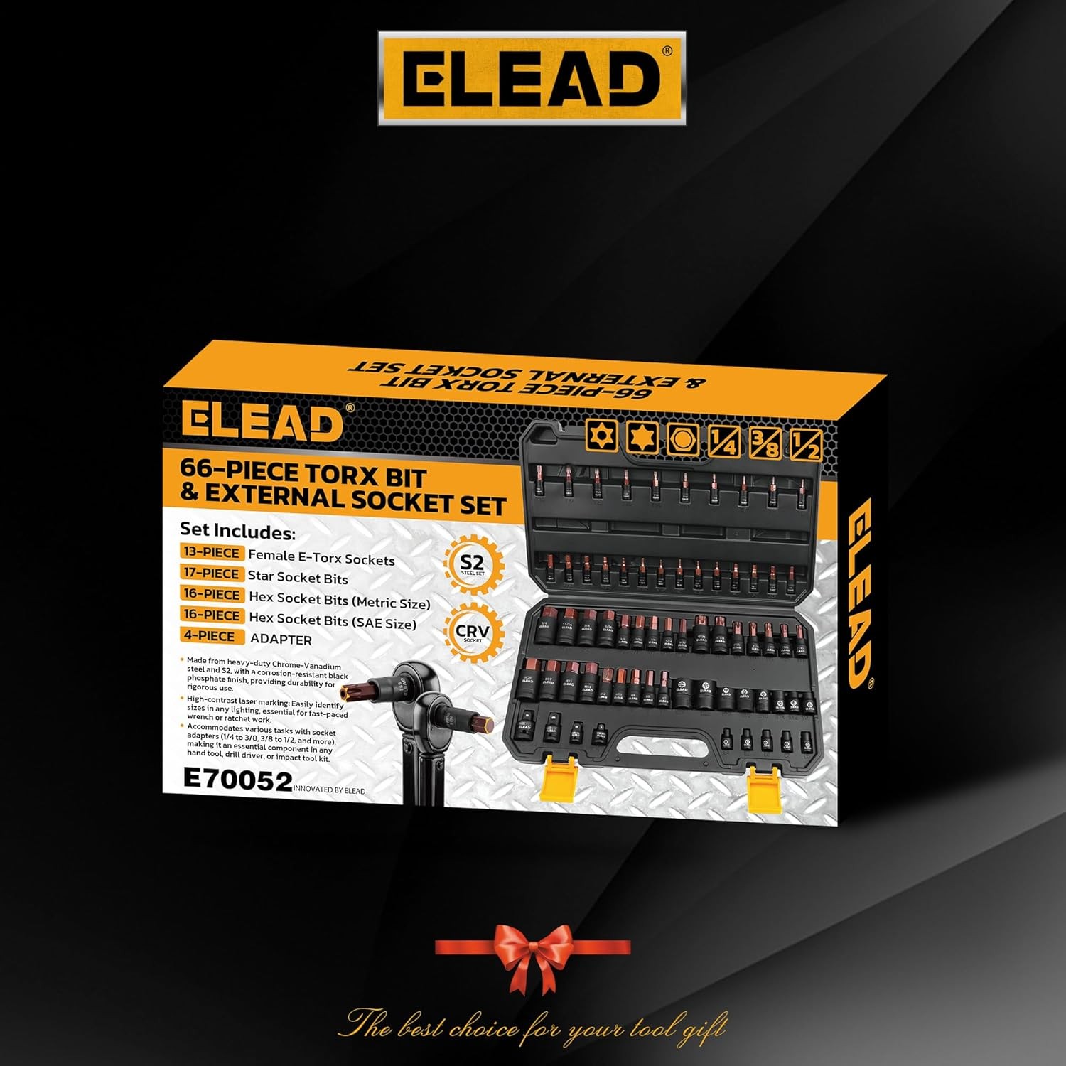 66-Piece Torx Bit & Hex Socket Set: Premium CR-V & S2 Alloy Full Size
