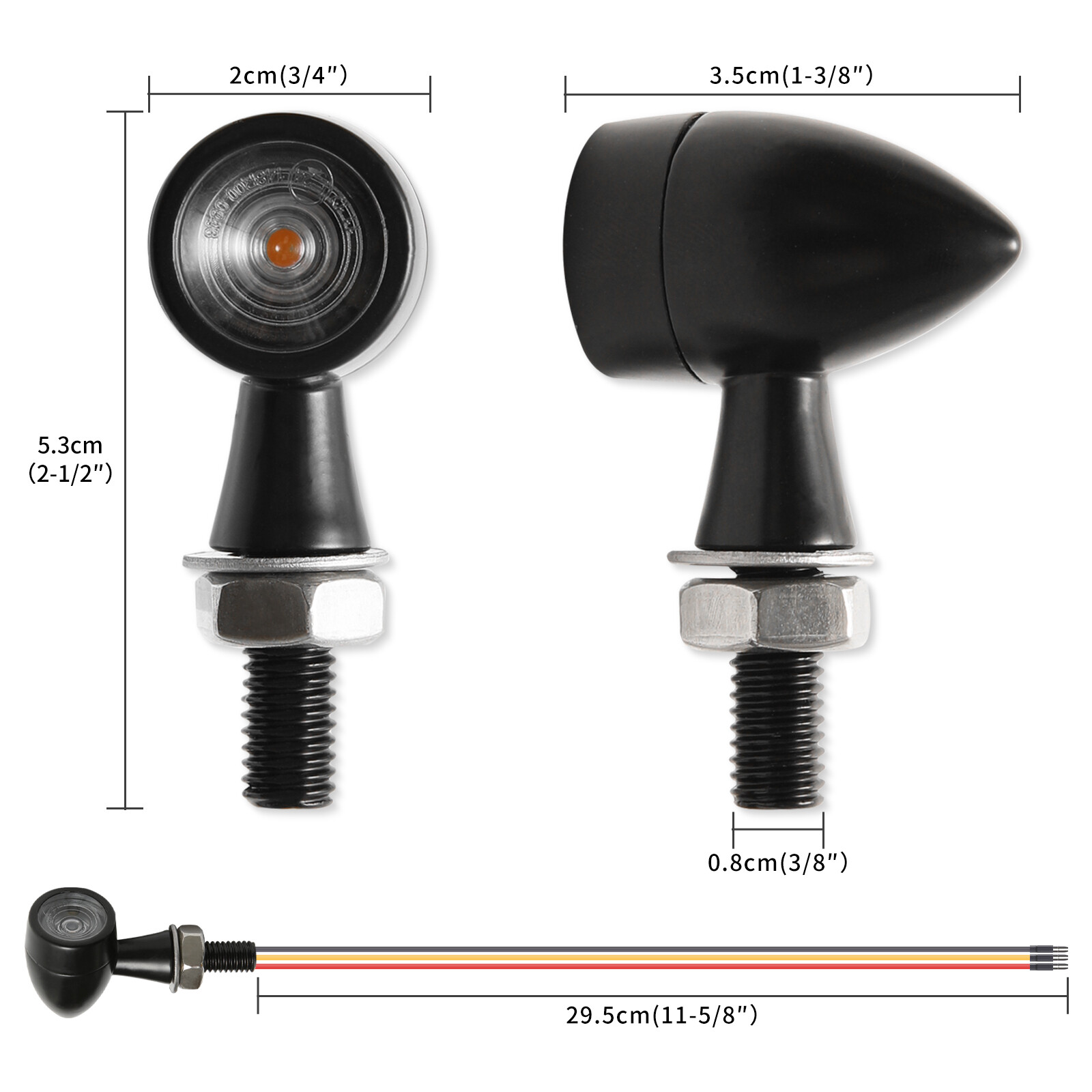 Motorcycle LED Bullet Mini Turn Signals Brake Blinker Light Indicator Amber+Red