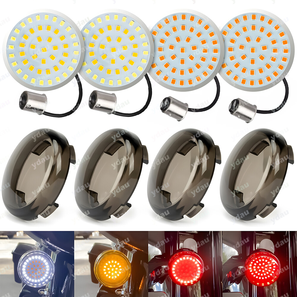 1157 LED Turn Signal Lights Smoke Lens For Harley Touring Sportster Softail Dyna