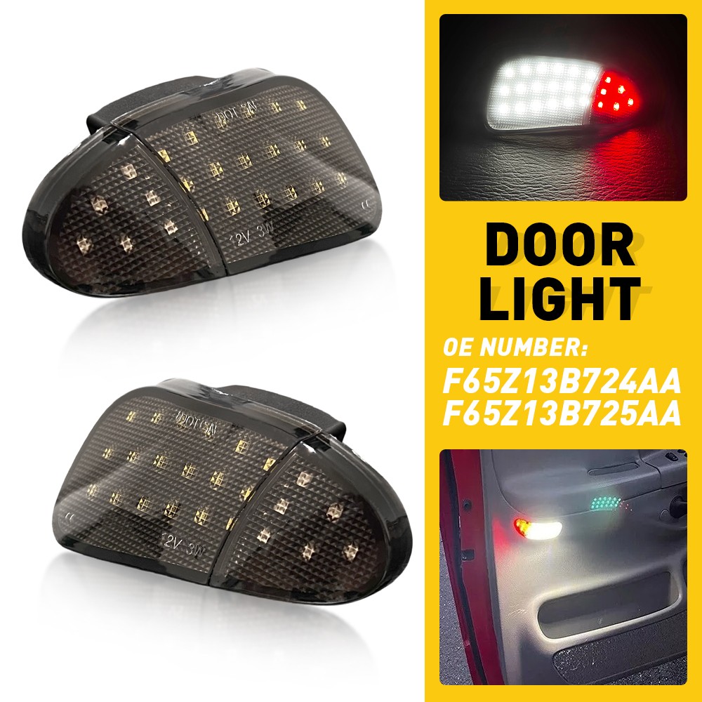 Fits Ford F-150 1997-03 Door Courtesy Lights 2X Smoked Lens LH RH ABS & PC & LED