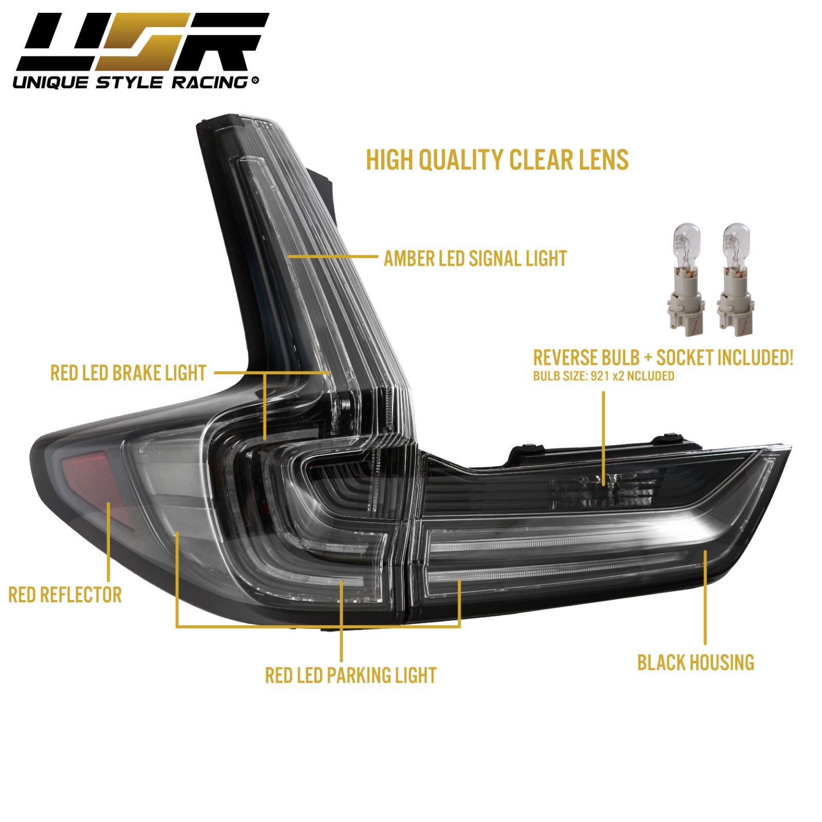 BLACK / CLEAR Rear 4 Pieces UPGRADE Tail Light For 2017-2022 Honda CRV CR-V