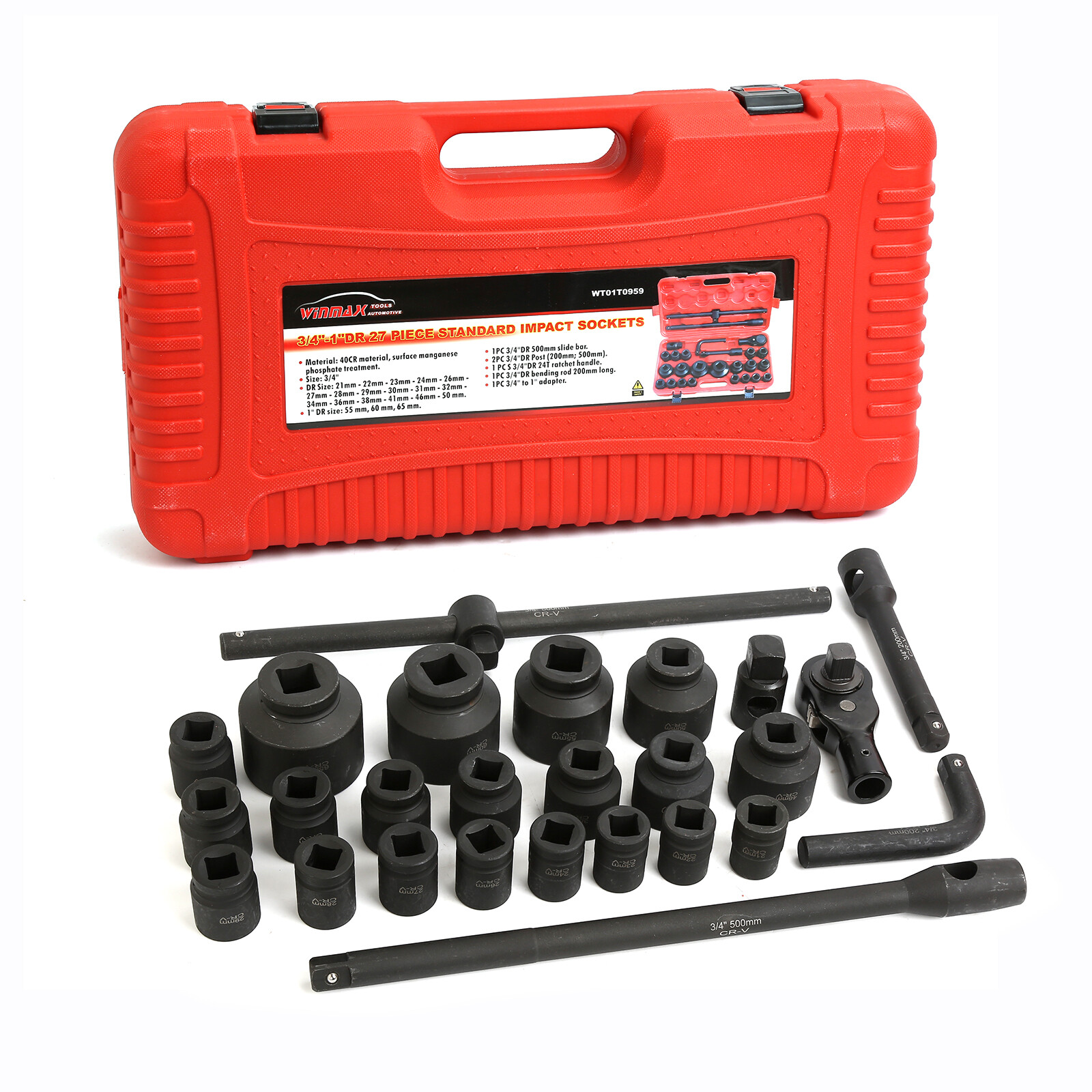 27pc 3/4″ Drive Impact Socket Sets Shallow Socket Assortment Metric 21mm to 65mm