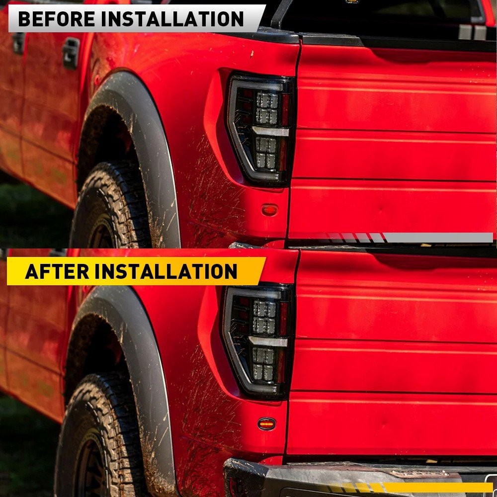 For 17 18 19 20 21 Ford F-150 Raptor Front Amber Rear Red LED Side Marker Lights