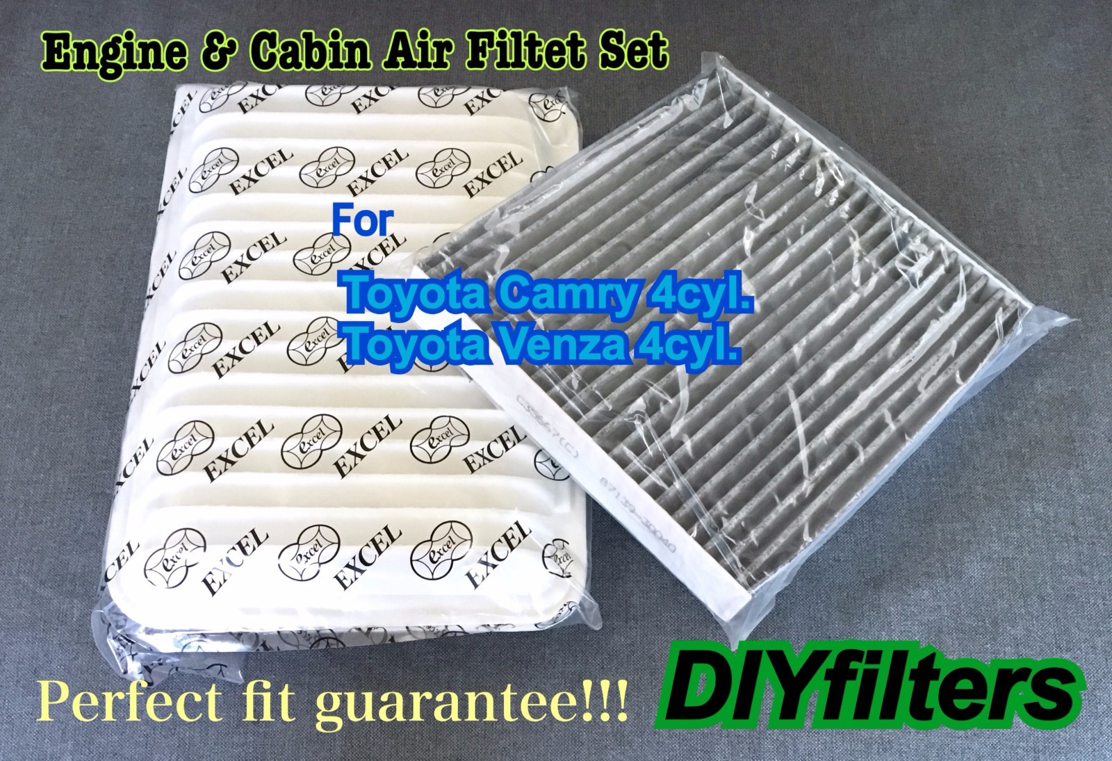 COMBO SET Engine & CARBONIED CABIN Air Filter for 07-17 Camry & 09-16 Venza 4cyl
