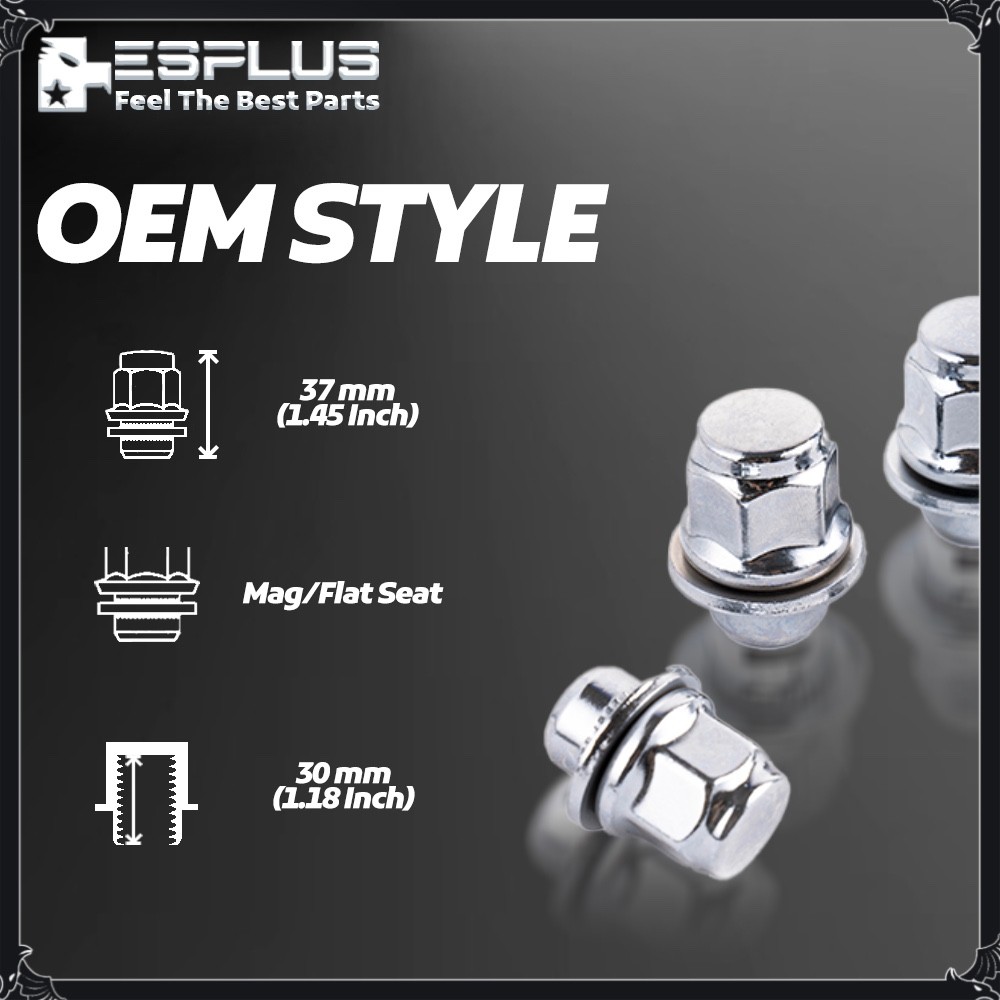 [20] Chrome Nissan/Toyota OEM Factory Style 12X1.25 Mag/Flat Seat Lug Nuts