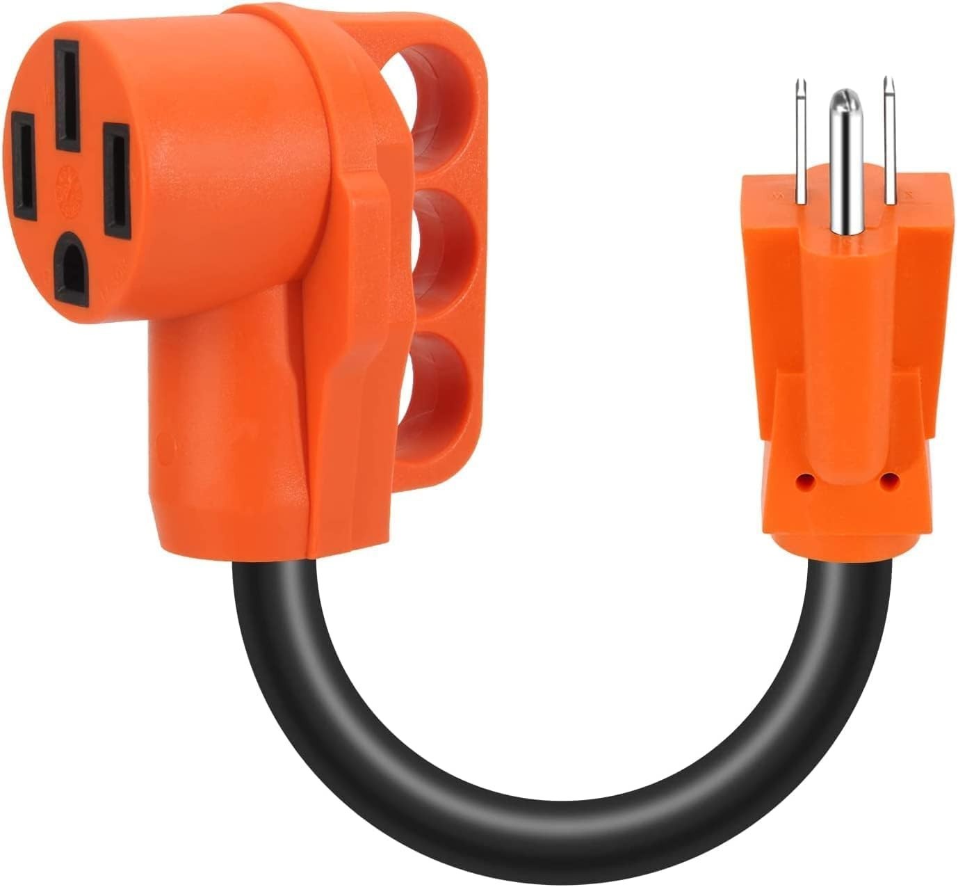 Heavy Duty 15A Male to 50A Female RV Adapter Cord—12-Inch with Easy Grip Handle