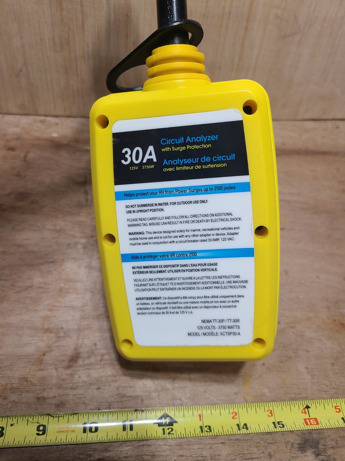 30A Circuit Analyzer with Surge Protection 125V 3750W XCTSP30-A for RV 2100J