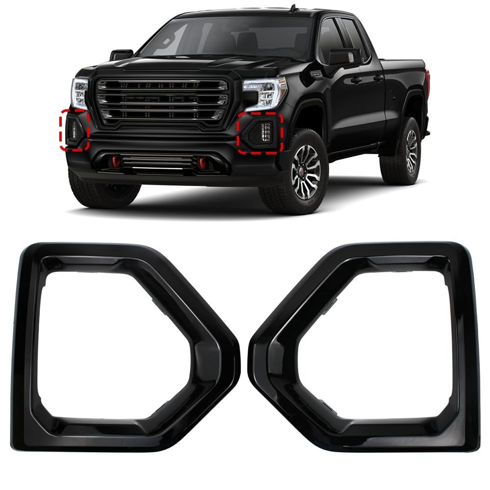 Fog Light Bezel Cover Trim for 2019-2021 Sierra 1500 & Denali SLT AT4, Black