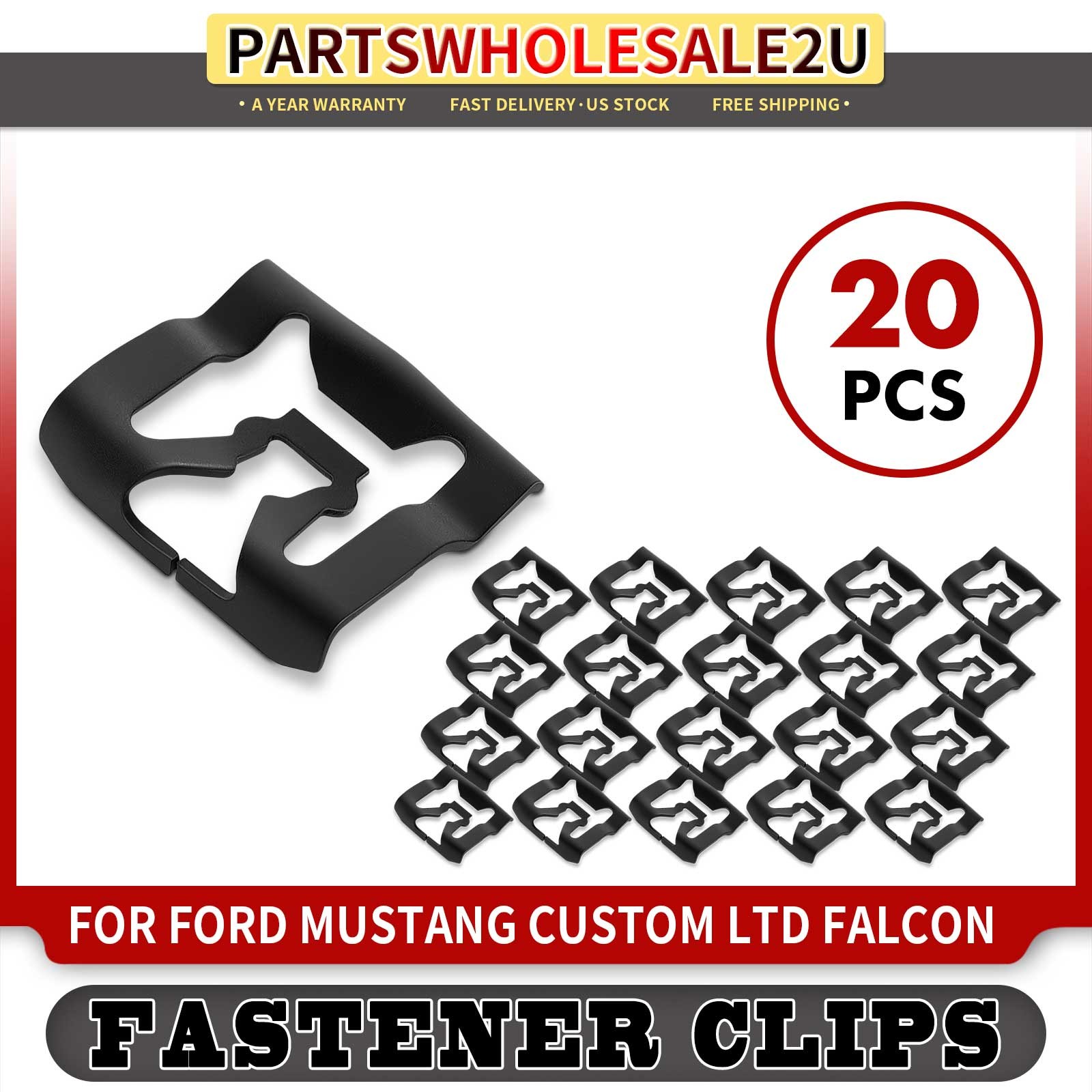 20Pcs Metal Windshield & Rear Window Trim Retainer Clip for Ford Mustang Custom