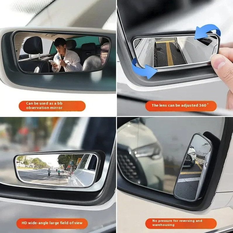 2pcs 360° Adjustable Blind Spot Mirror Wide Angle Convex Car – NEW