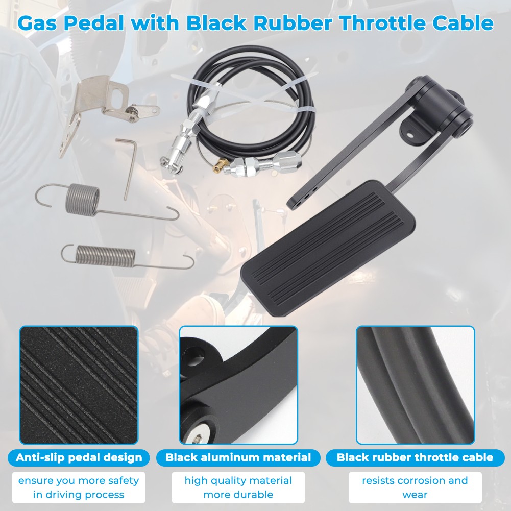Universal Firewall Mount Accelerator Pedal Cable Kit Billet Aluminum For Hot Rod