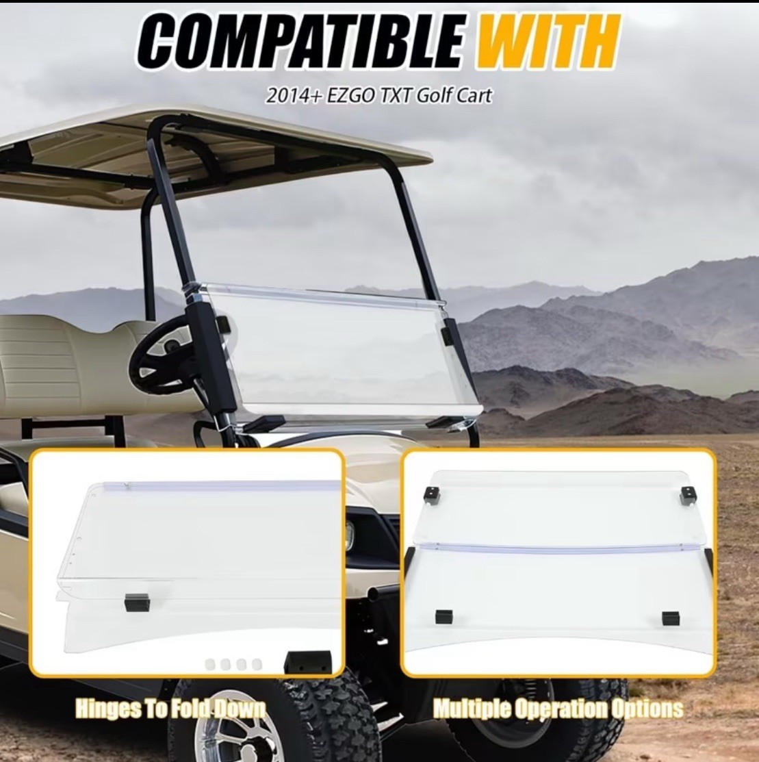 ✅ 95-13 EZGO TXT, DCS, PDS Drive-up Golf Cart Clear Windshield 74910-G01