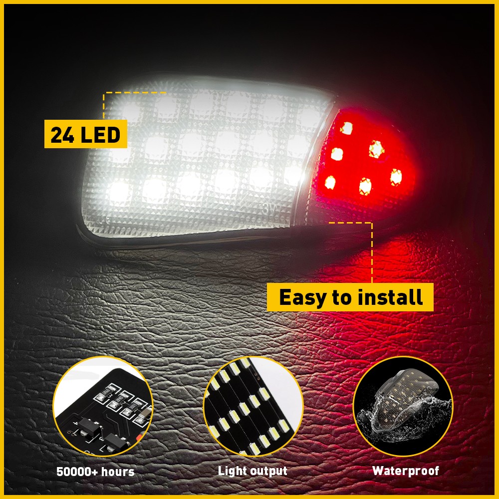 Fits Ford F-150 1997-03 Door Courtesy Lights 2X Smoked Lens LH RH ABS & PC & LED