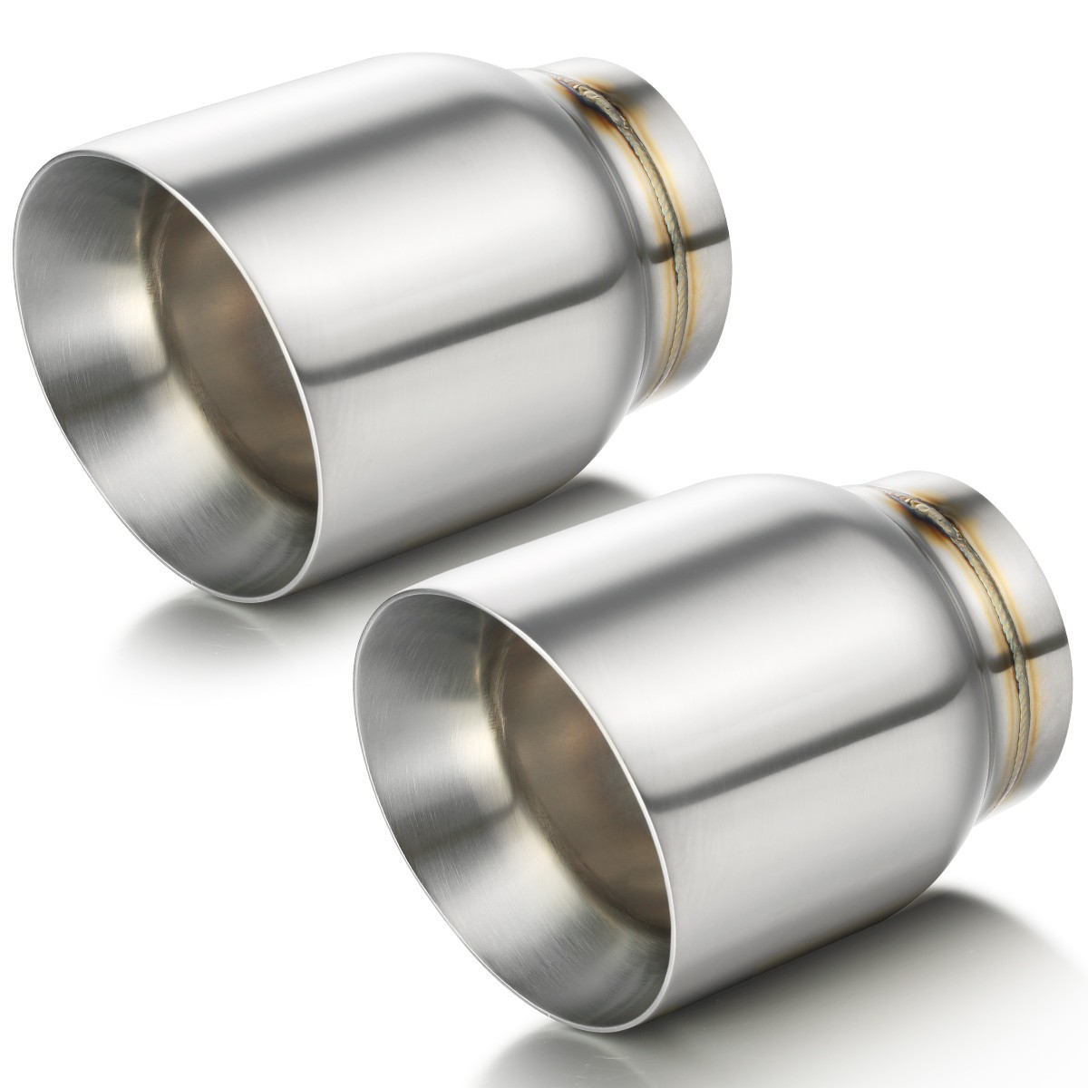 Stainless Steel Exhaust Tip Double Wall Angle Cut 3″ Inlet 4″ Outlet 5″ Long