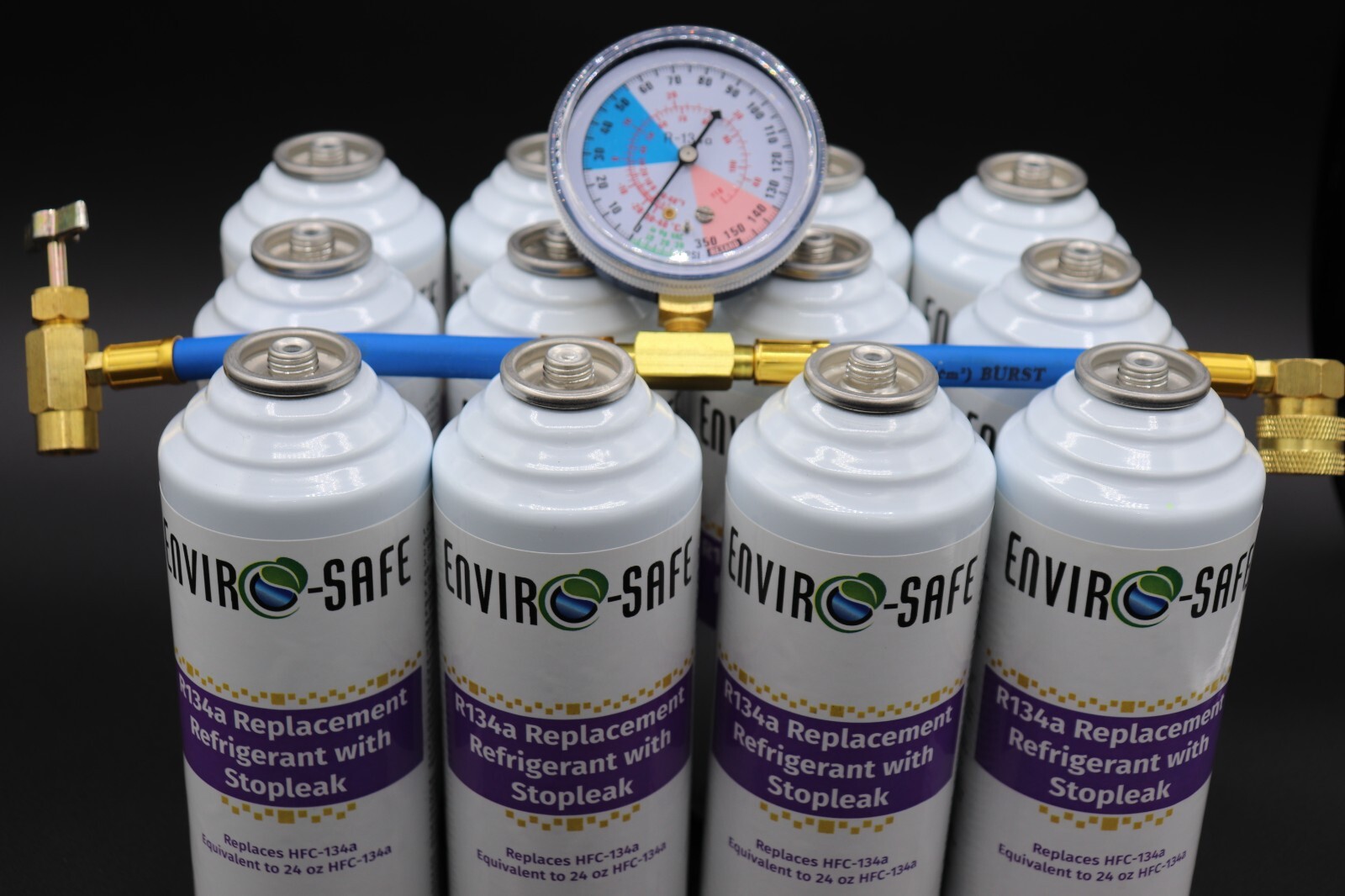Enviro-Safe Auto R134a Replacement Refrigerant with Stop Leak, case of 12/gauge