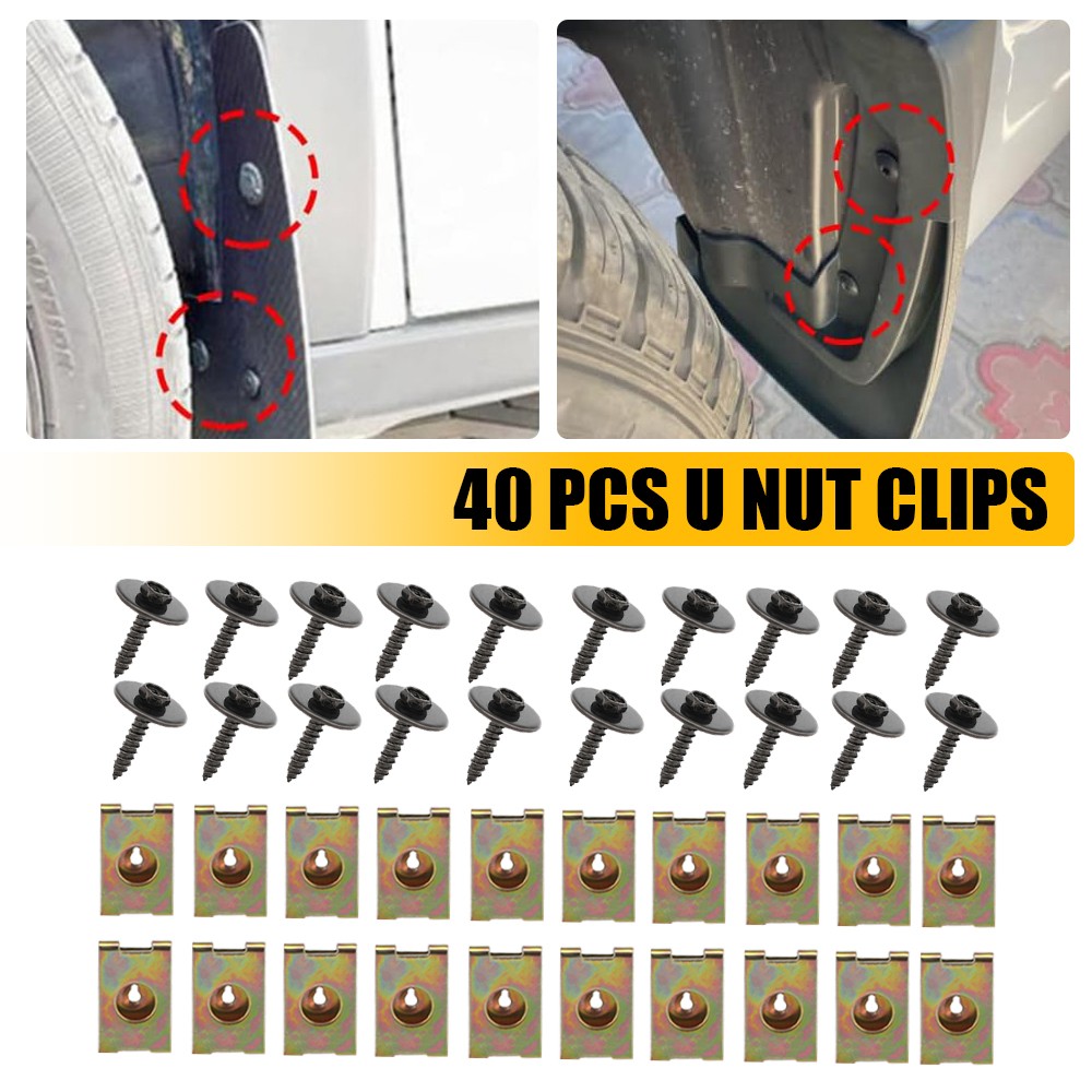 40x Metal Car Door Screw Body Fender Bumper Retainer U Nut Clips Gasket Fastener