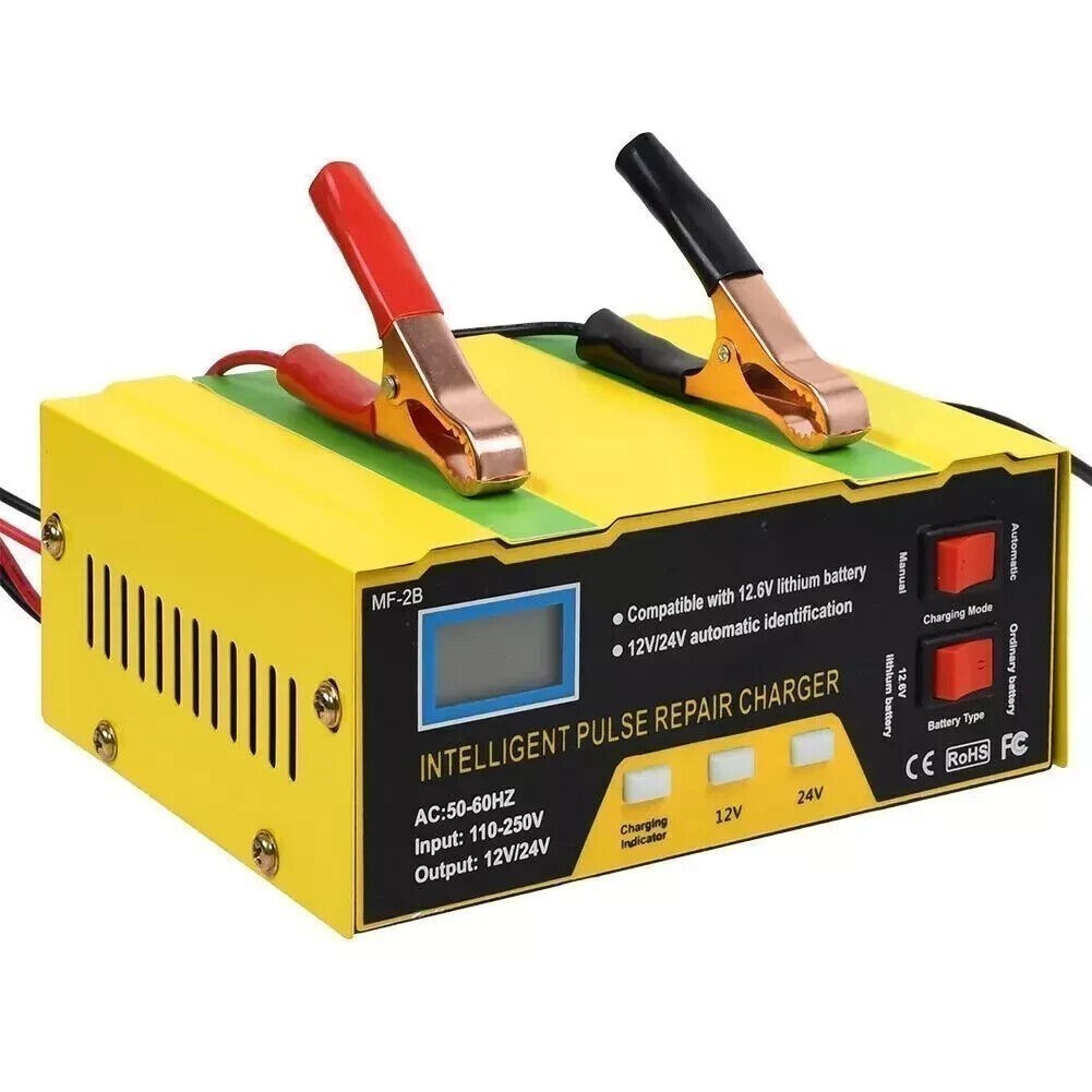 Car Battery Charger Heavy Duty 12V/ 24V Smart Automatic Intelligent Pulse Repair