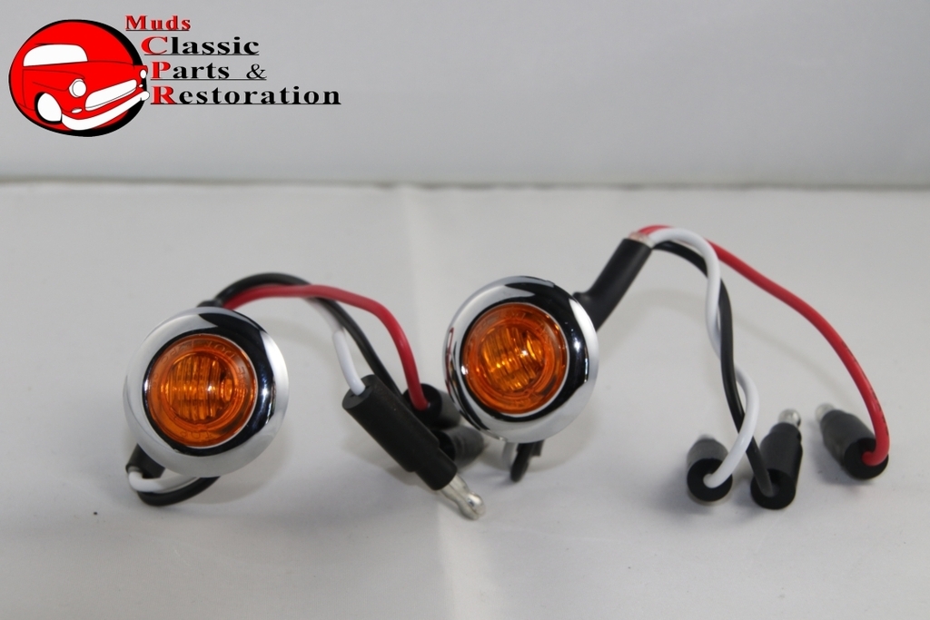 Dual Function Mini Amber Stainless Turn Signal Blinker Lights Truck Hot Rat Rod