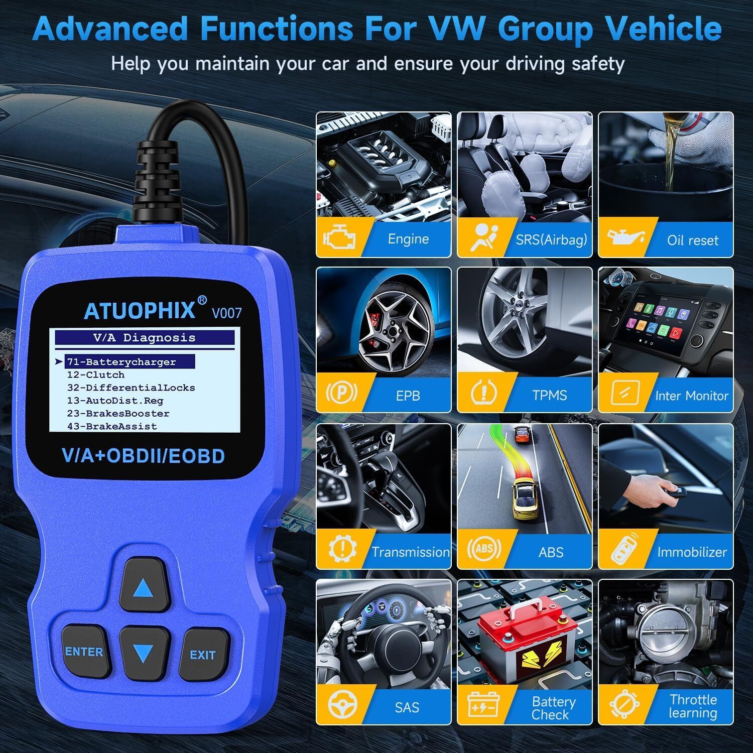 Car Full System Diagnostic Tool Fit For VW Audi Auto OBD2 Scanner Oil EPB Reset