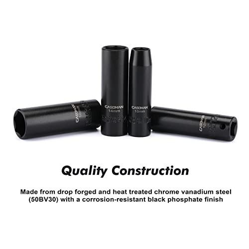 3/8 Inch Drive Deep Impact Socket Set 13 Piece 6 Point Metric 7mm to 19mm Case