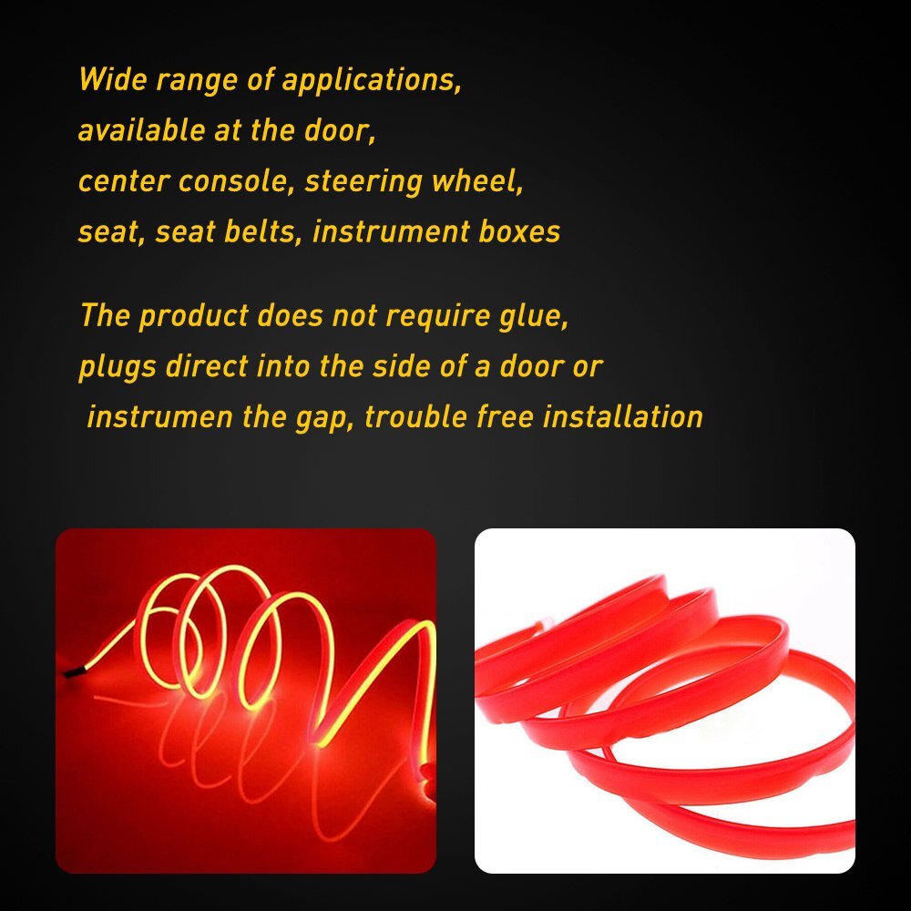 LED Car Interior Decorative Atmosphere Wire Strip Light Lamp Plastic Accessories