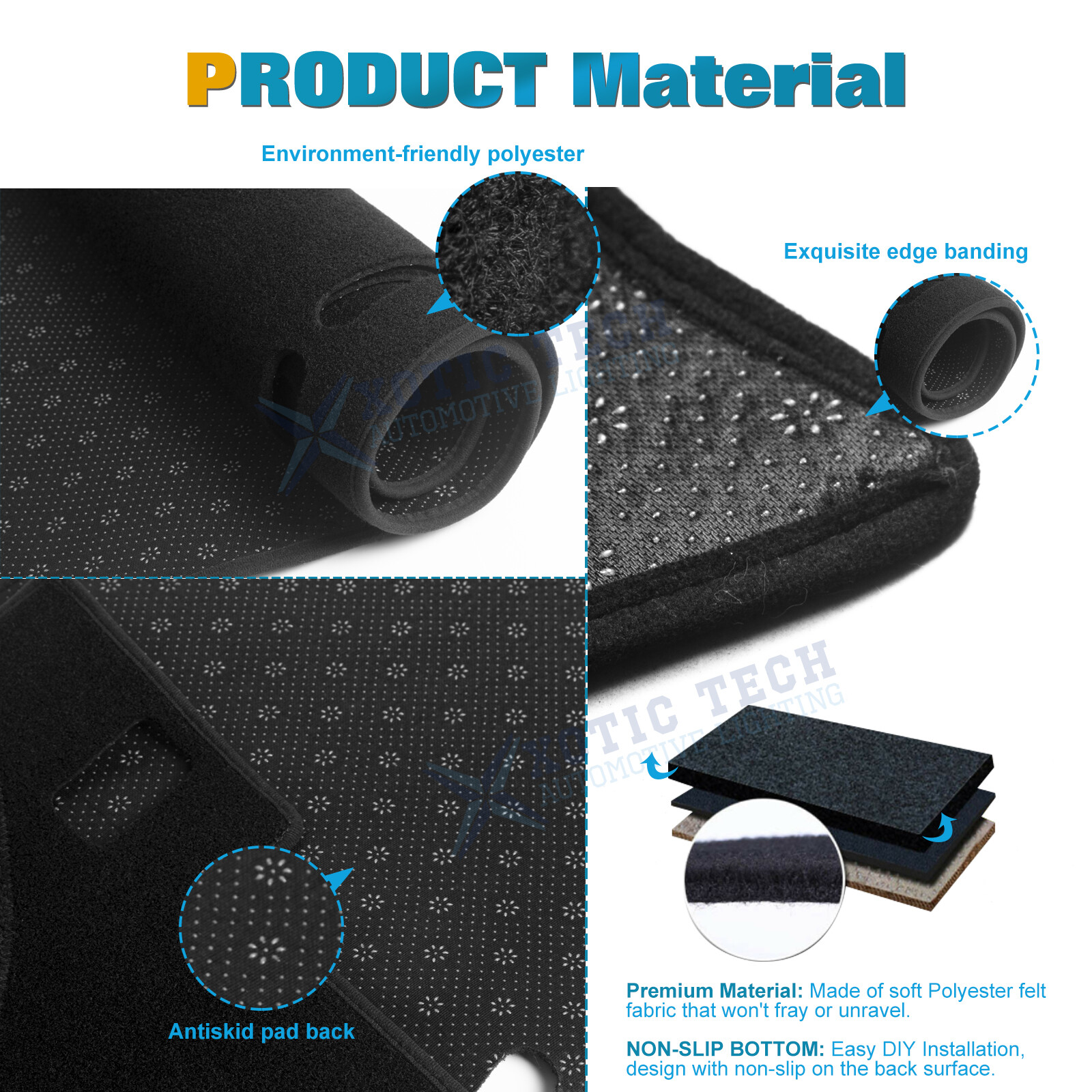 Black Dashboard Mat Poly Carpet DashMat Non-Slip Cover For Honda CRV 2023-2025