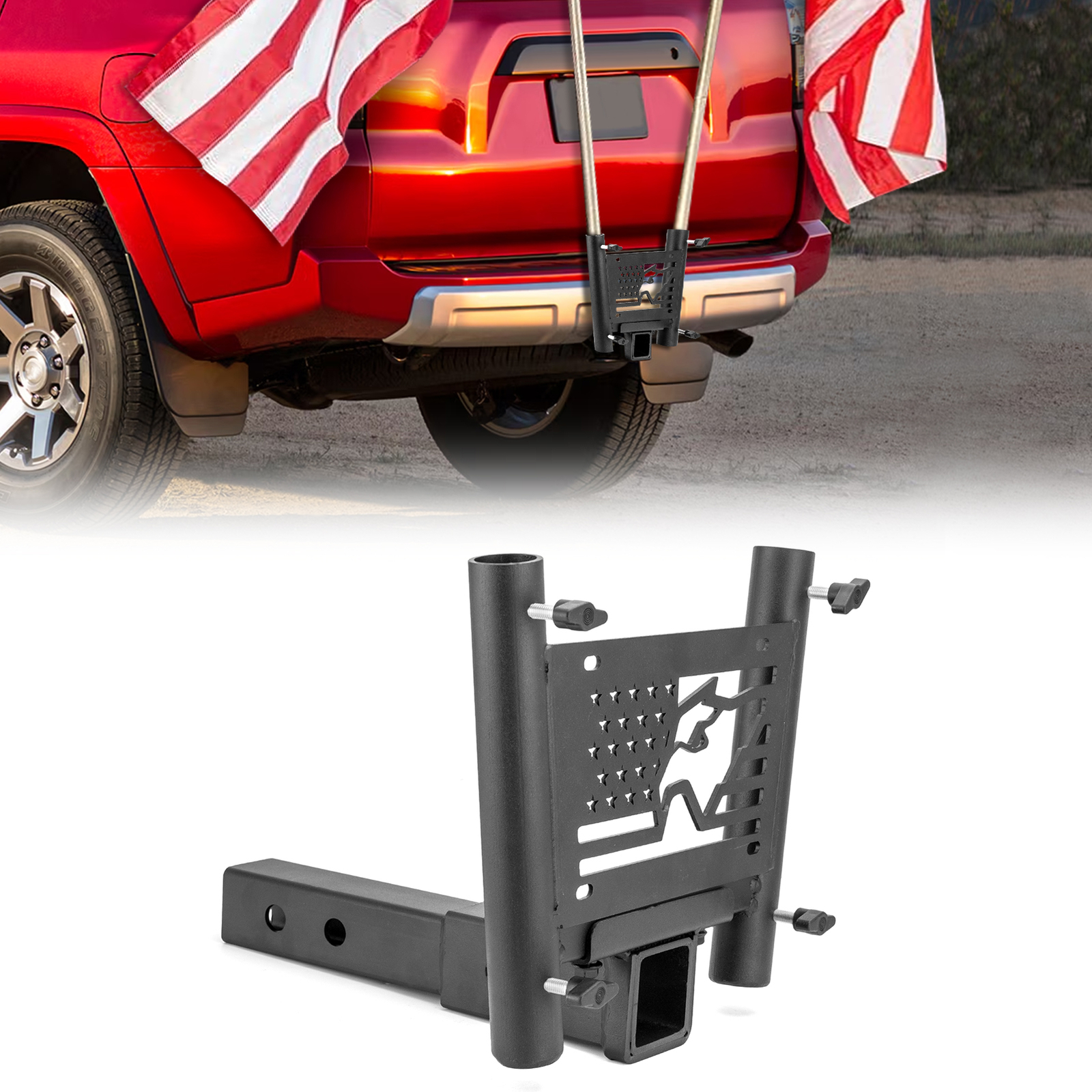 2” Receiver Hitch Mount Flag Pole Holder for Truck SUV RV Trailer Pickup Camper