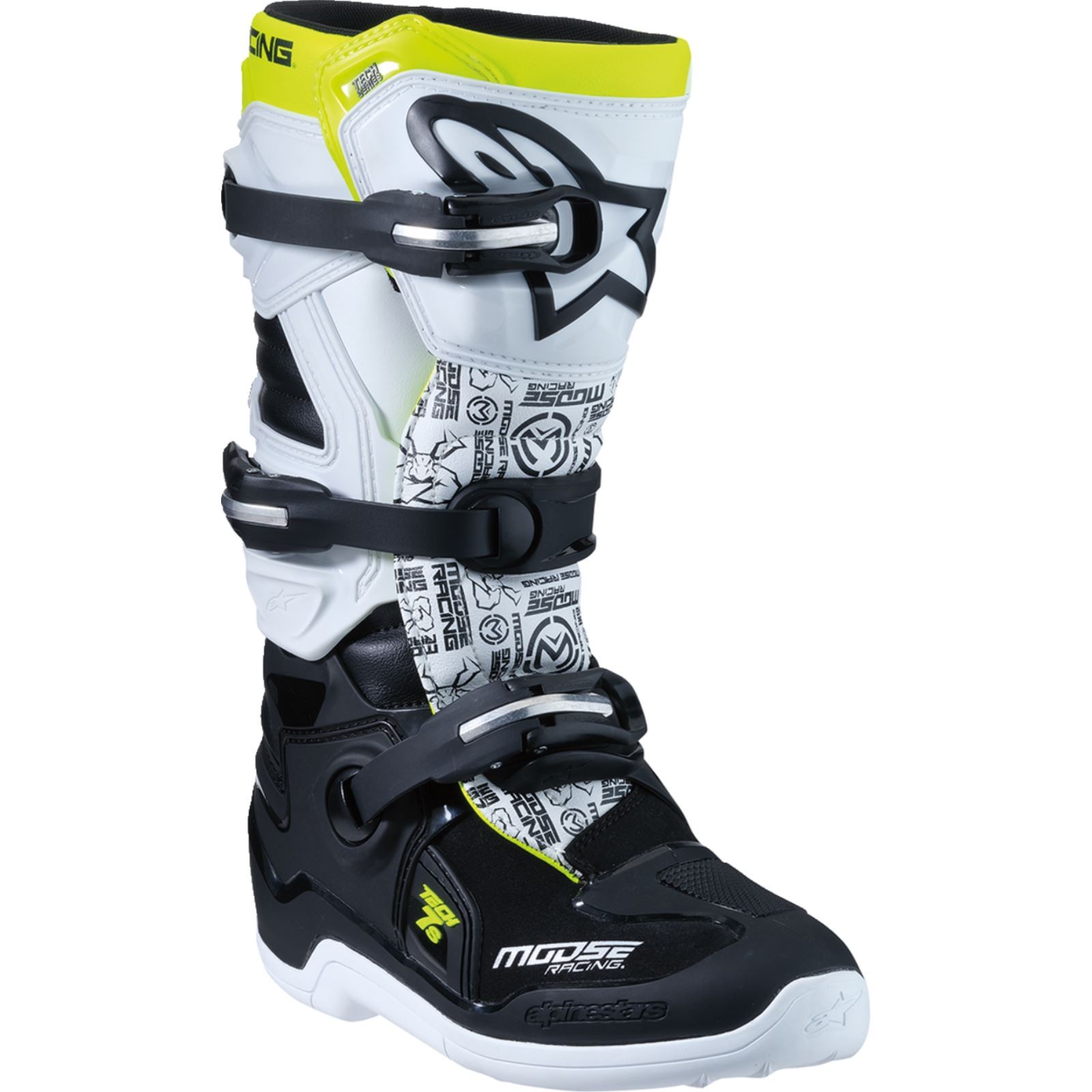 Moose Offroad Youth Tech 7S Boots – Black/White/Yellow – Size 6 0215024-125-6