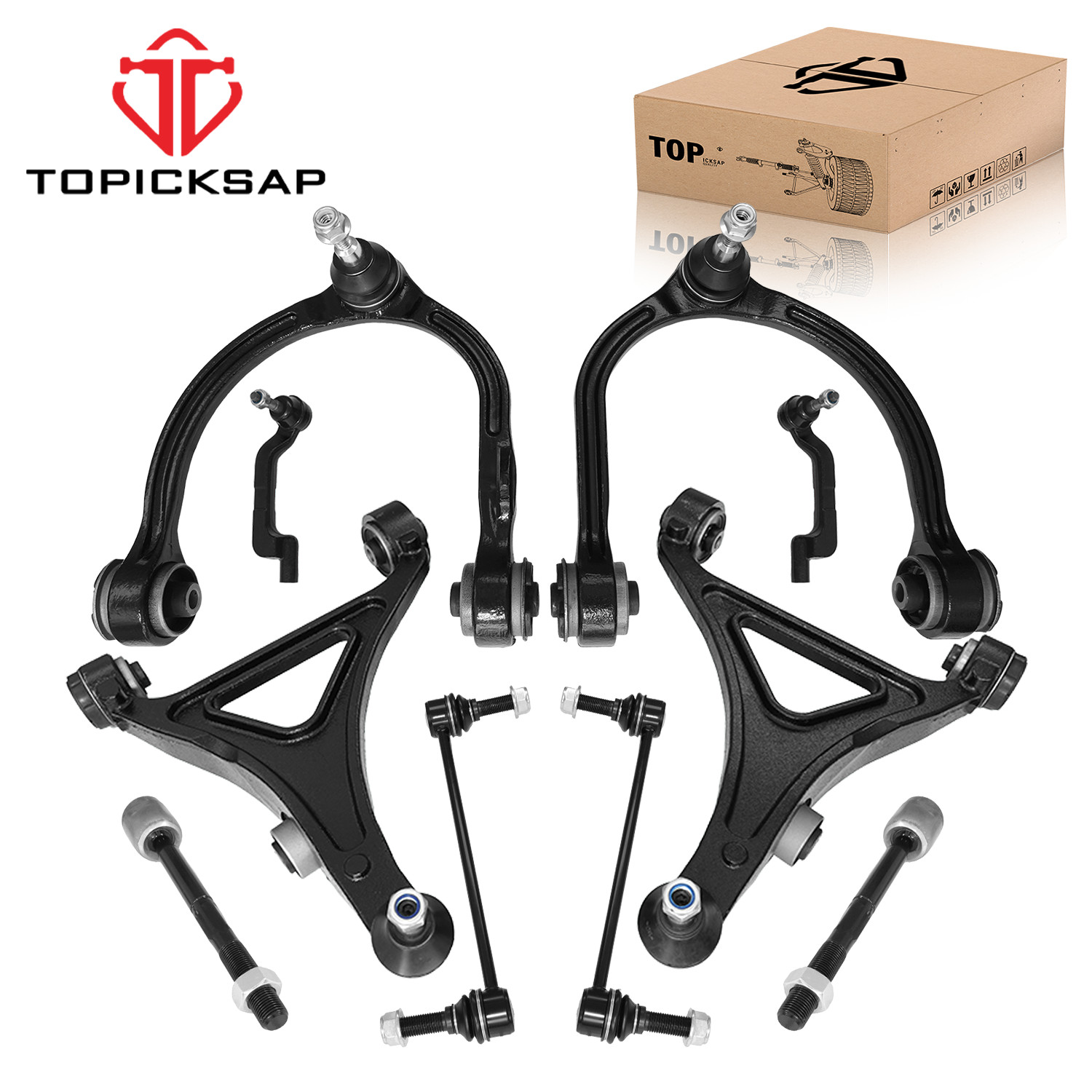 AWD Front Upper & Lower Control Arms Tie Rods Sway Bar Kit for Dodge Charger 300