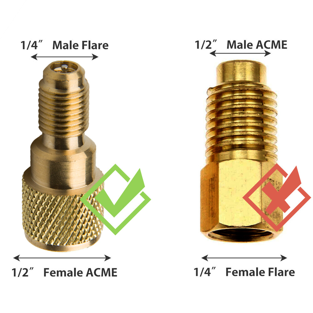 1/2″ ACME Female to 1/4″ Male Charging Hose to Vacuum Pump Brass Adapter