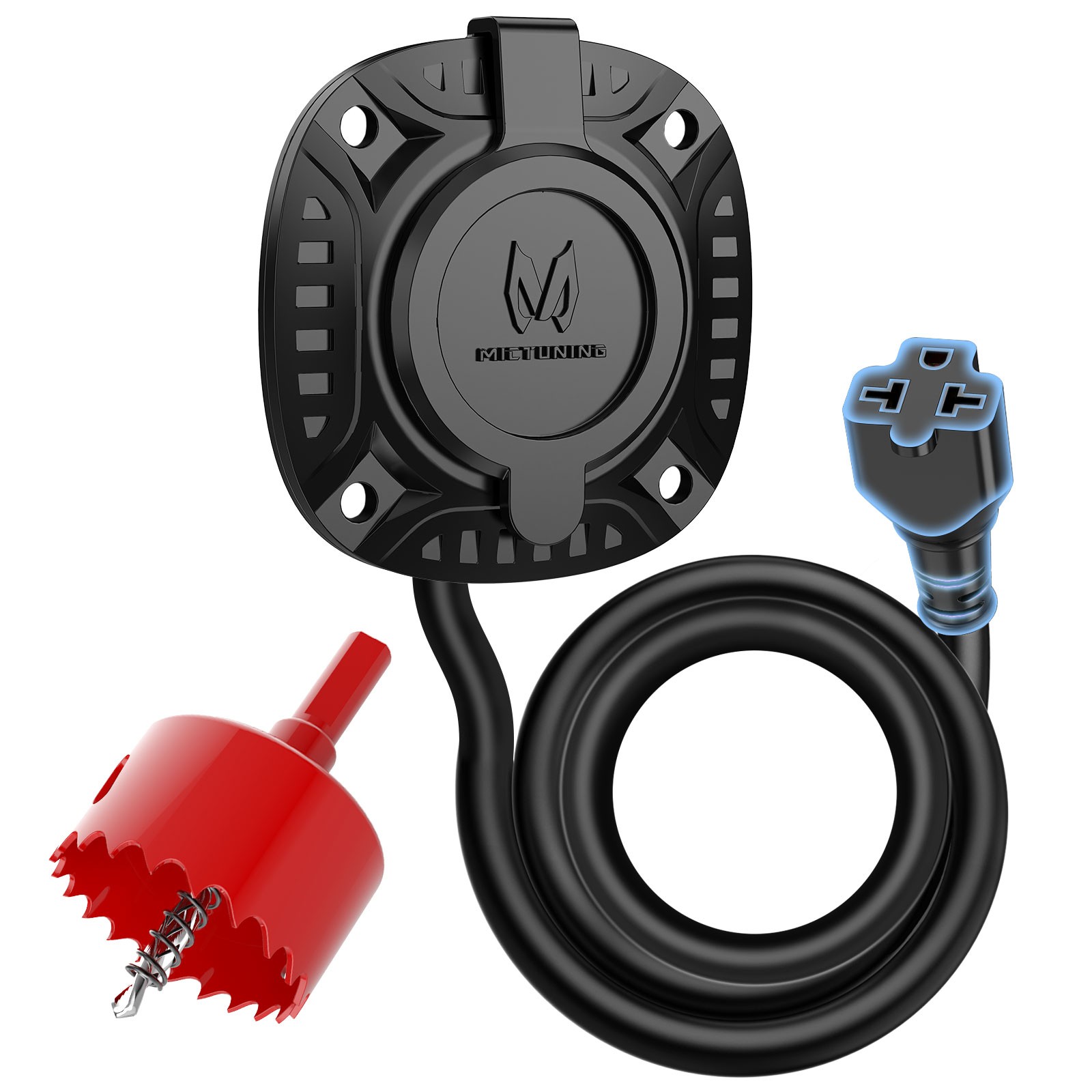 20A 125V AC Port Plug 5-in-1, 12AWG Heavy-Duty RV Shore Power Inlet Plug