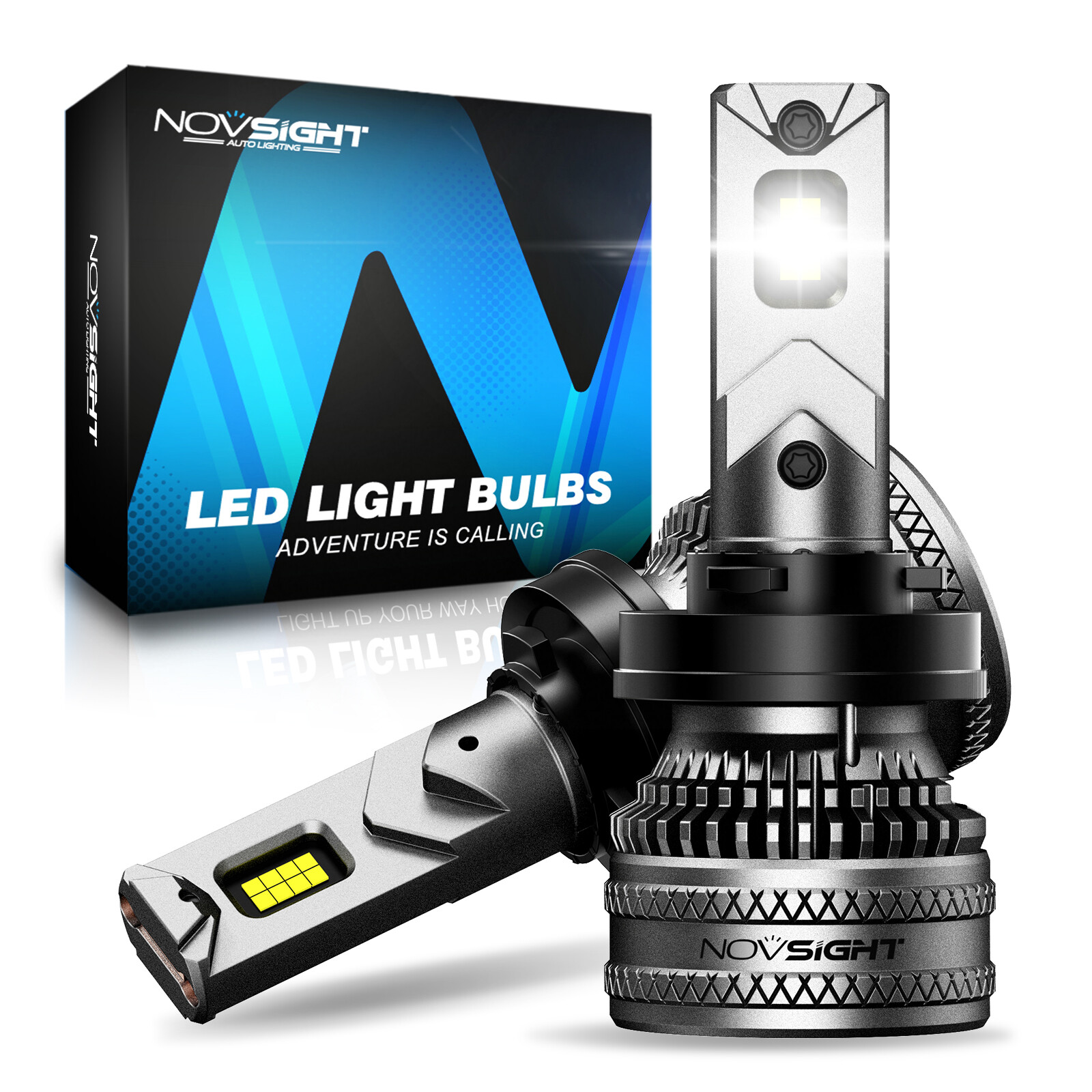 NOVSIGHT Pair H11 LED Headlight Bulbs High Low Beam 6500K 45000LM 200W White