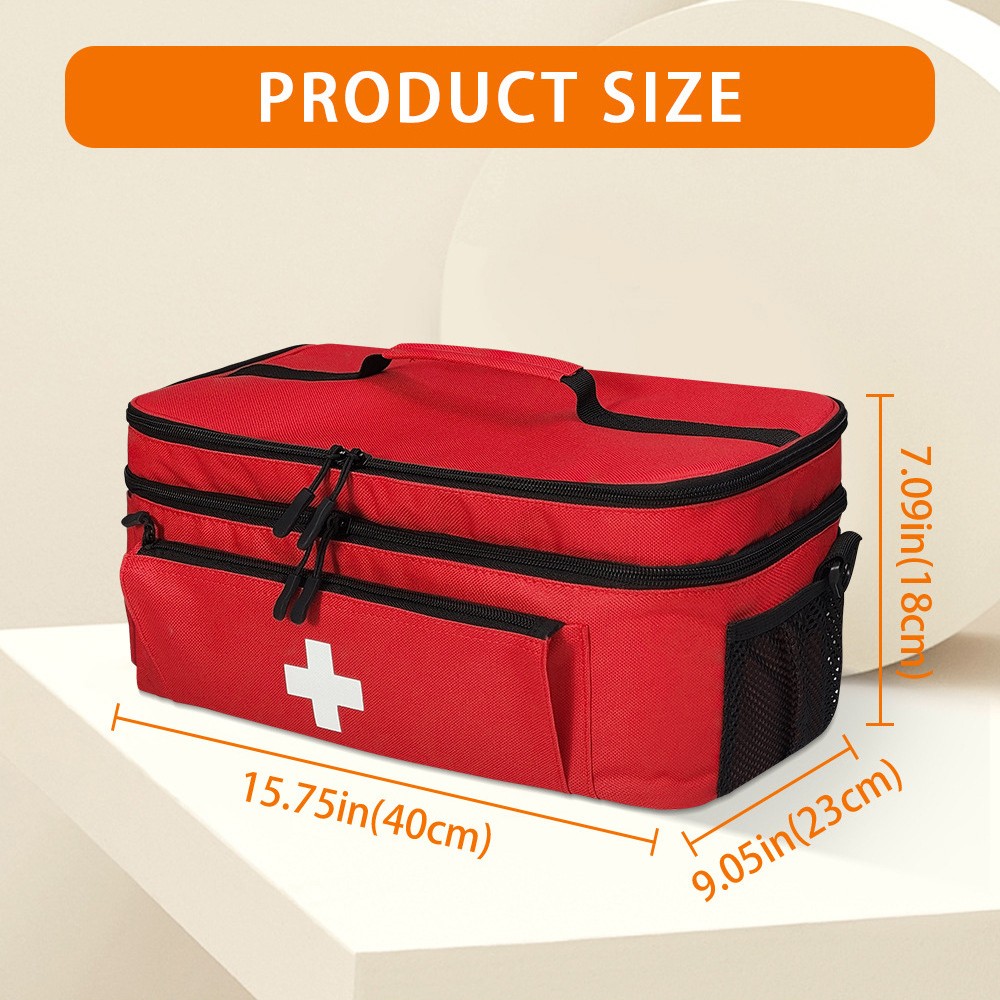 First Aid Bag Empty Secure Bottle Holder Storage Pouch Travel Medicine Organizer