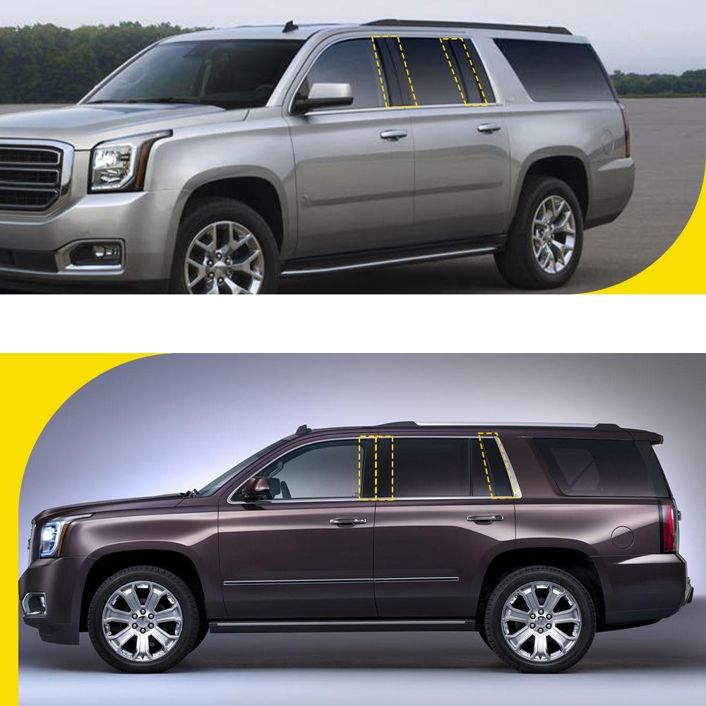 Gloss Black Window B Pillar Posts Trim Cover For Chevy Tahoe GMC Yukon 2015-2020