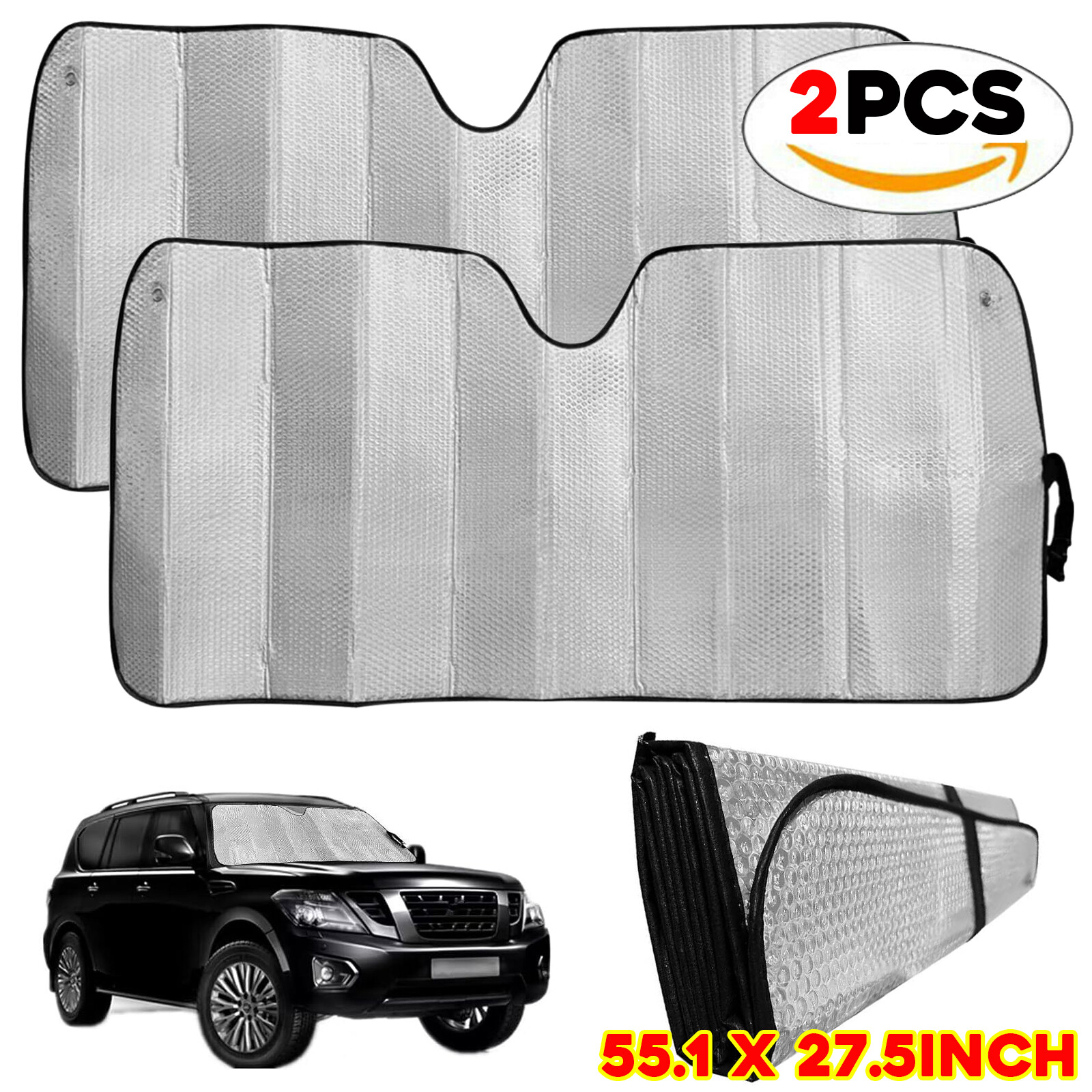 2x Foldable Car Windshield Front Window Sun Shade Cover Visor UV Block Protector