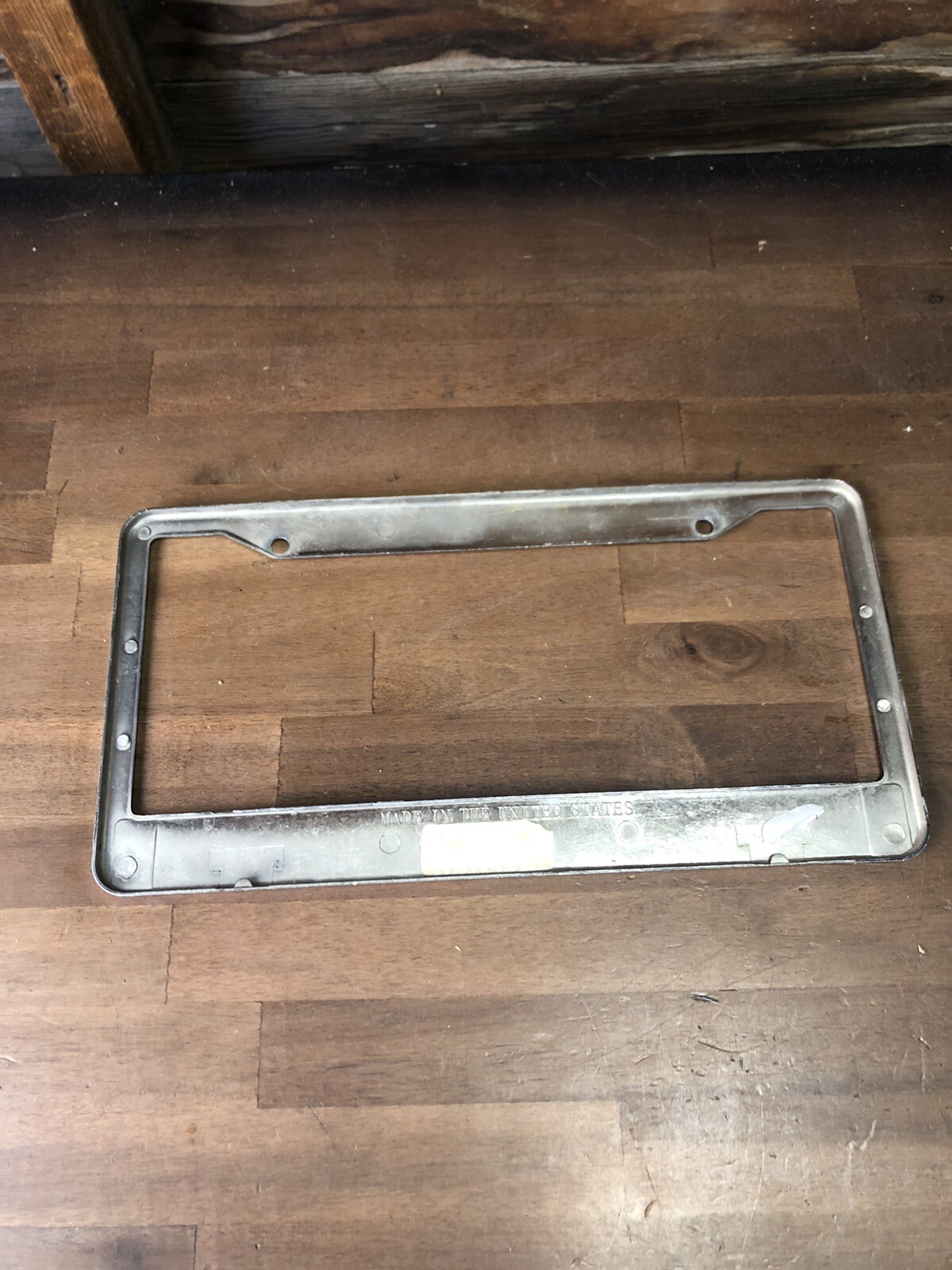 Vintage US Army Metal License Plate Frame Chrome Automobile Made in USA