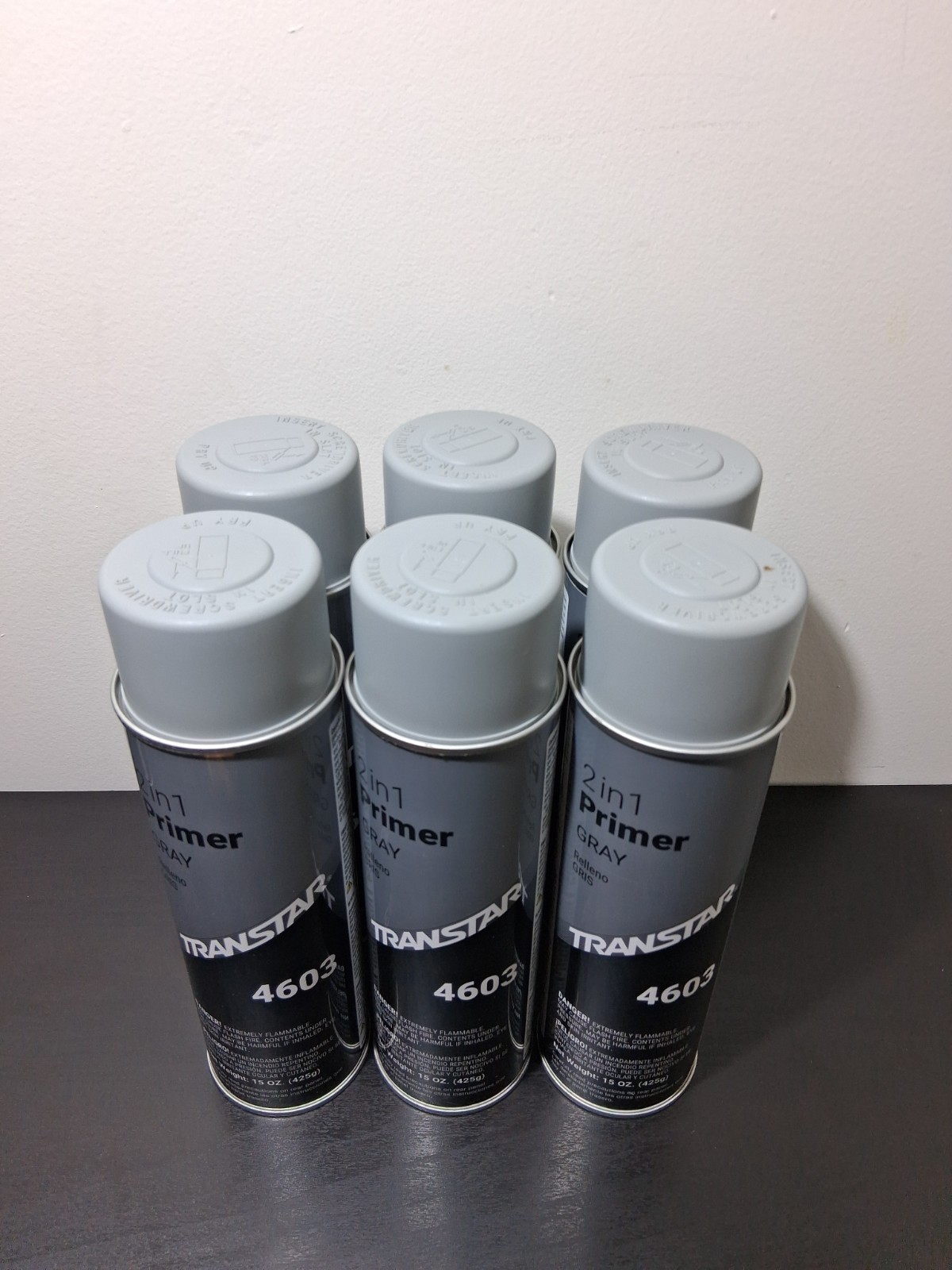 Transtar 2 in 1 Primer Gray, Aerosol, 4603 – Lot Of 6 Cans