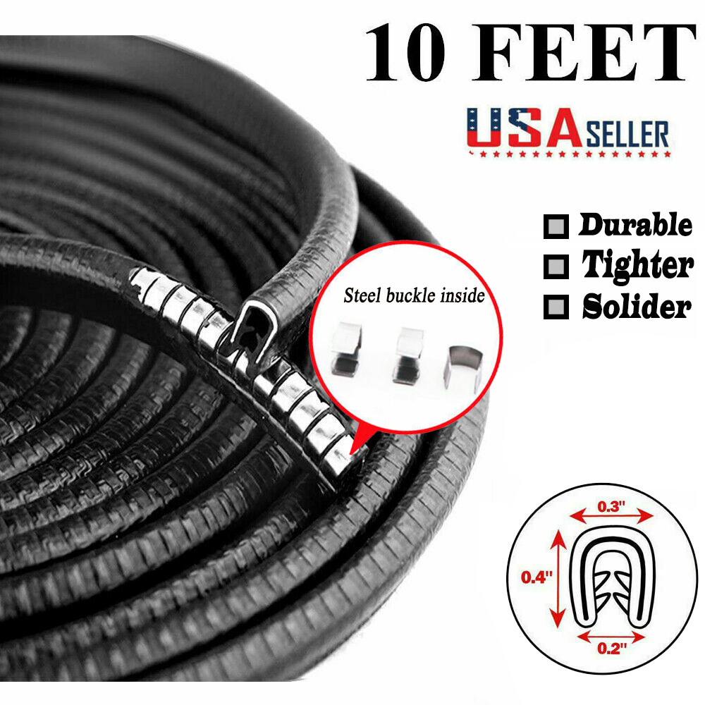 10Ft Car Door Edge Guard Moulding Trim Black Protector Strip Rubber Metal Seal