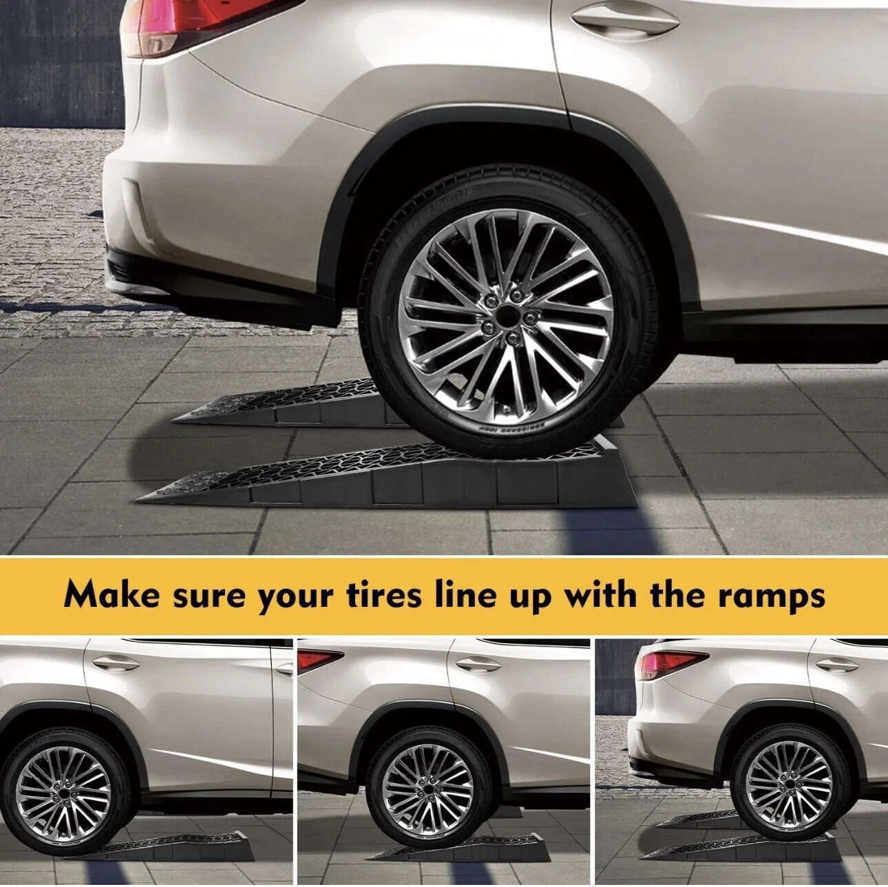 1 Pair Low Black Car Service Ramp for Lift and Vehicle Maintenance Portable 5T