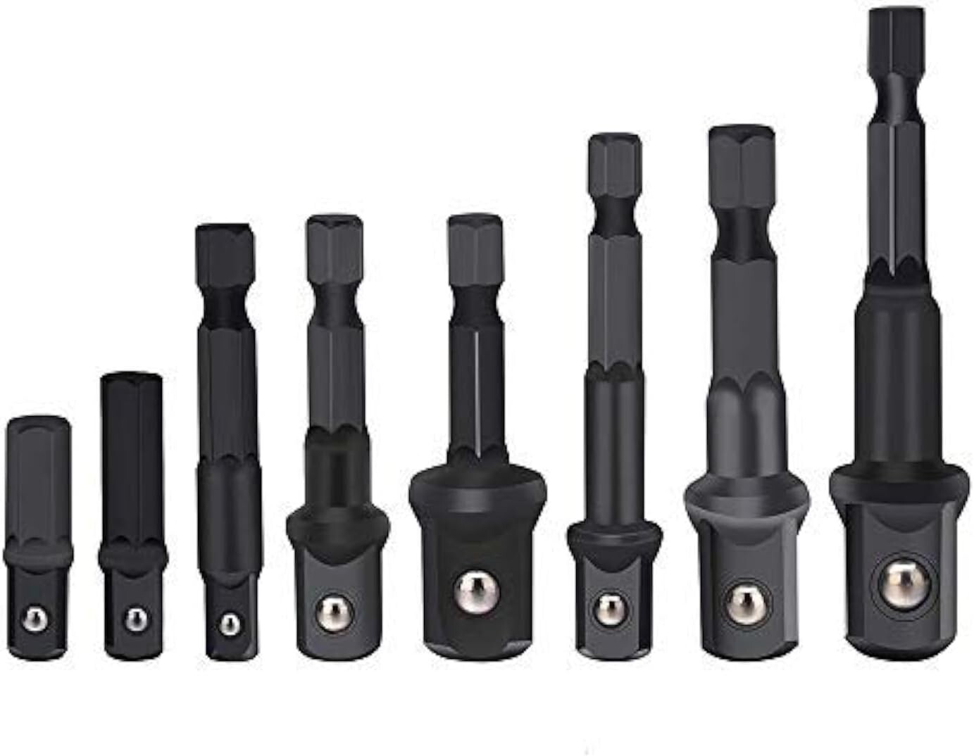 Durable 8-Piece Chrome Vanadium Socket Adapter Set – Hex Shank, Non-Slip Design