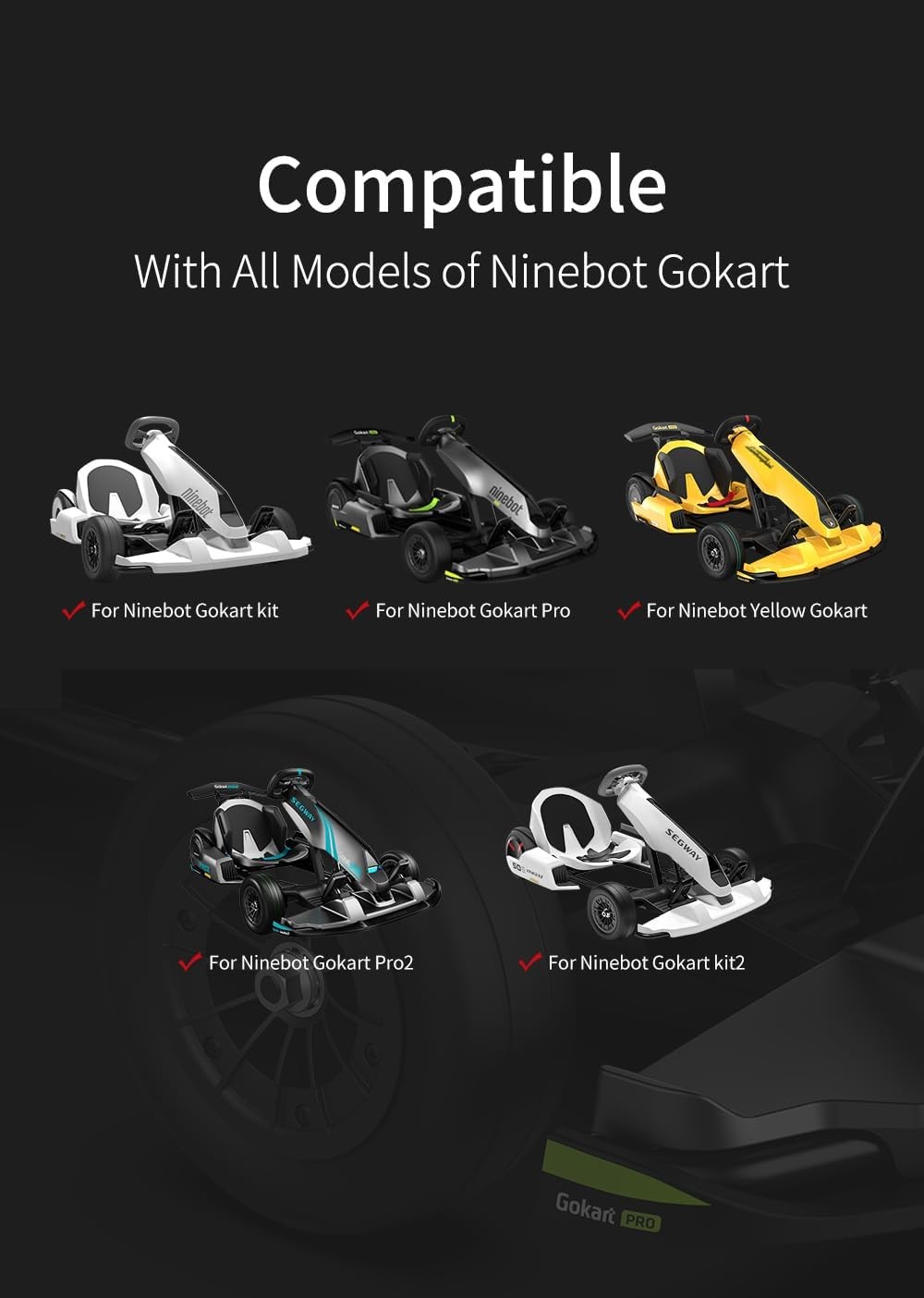 Gokart Front 80/60-5 Wheel Assembly Compatible with Segway Ninebot