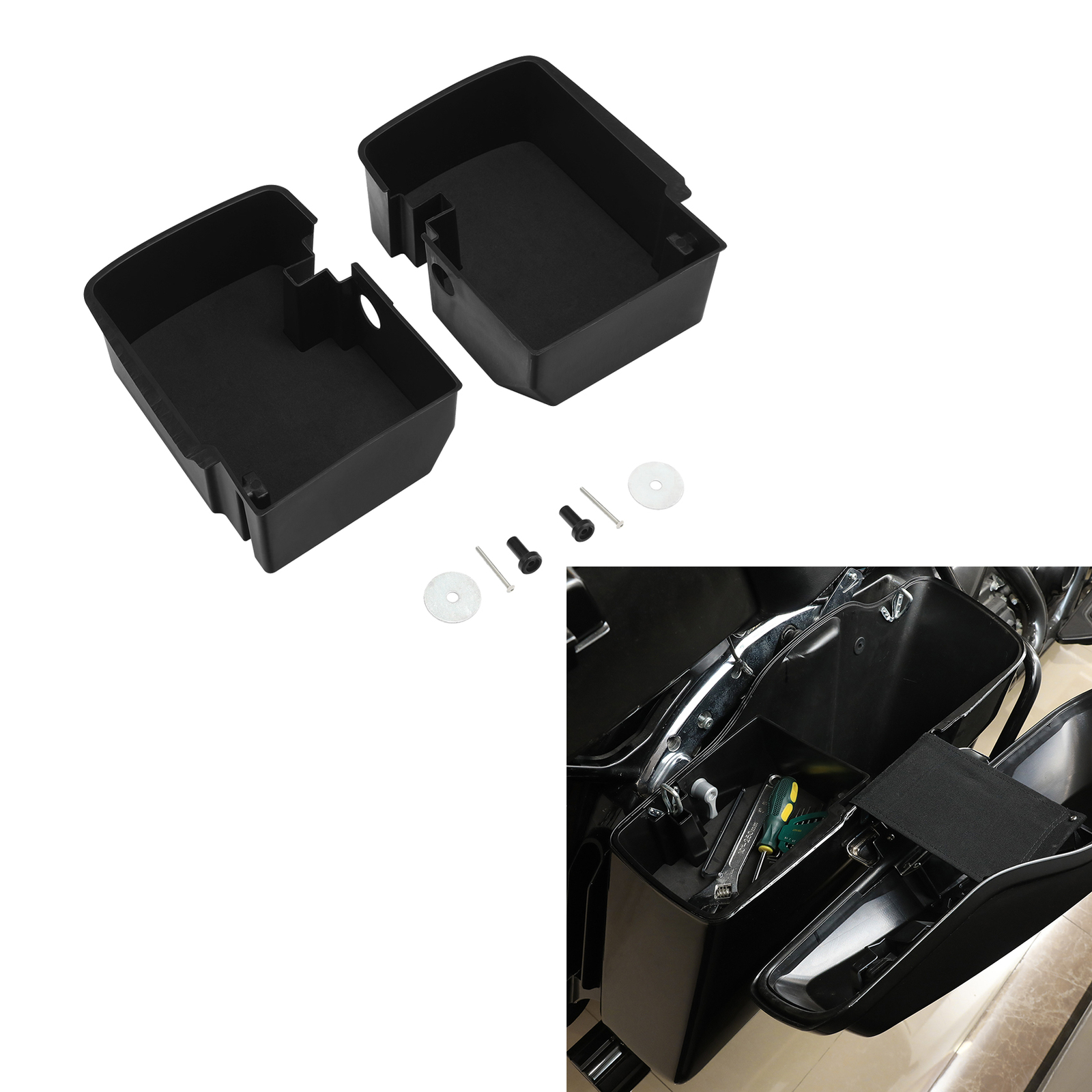 L & R Top Shelf Saddlebag Tray Organizer Fit For Harley Street Road Glide 14-23