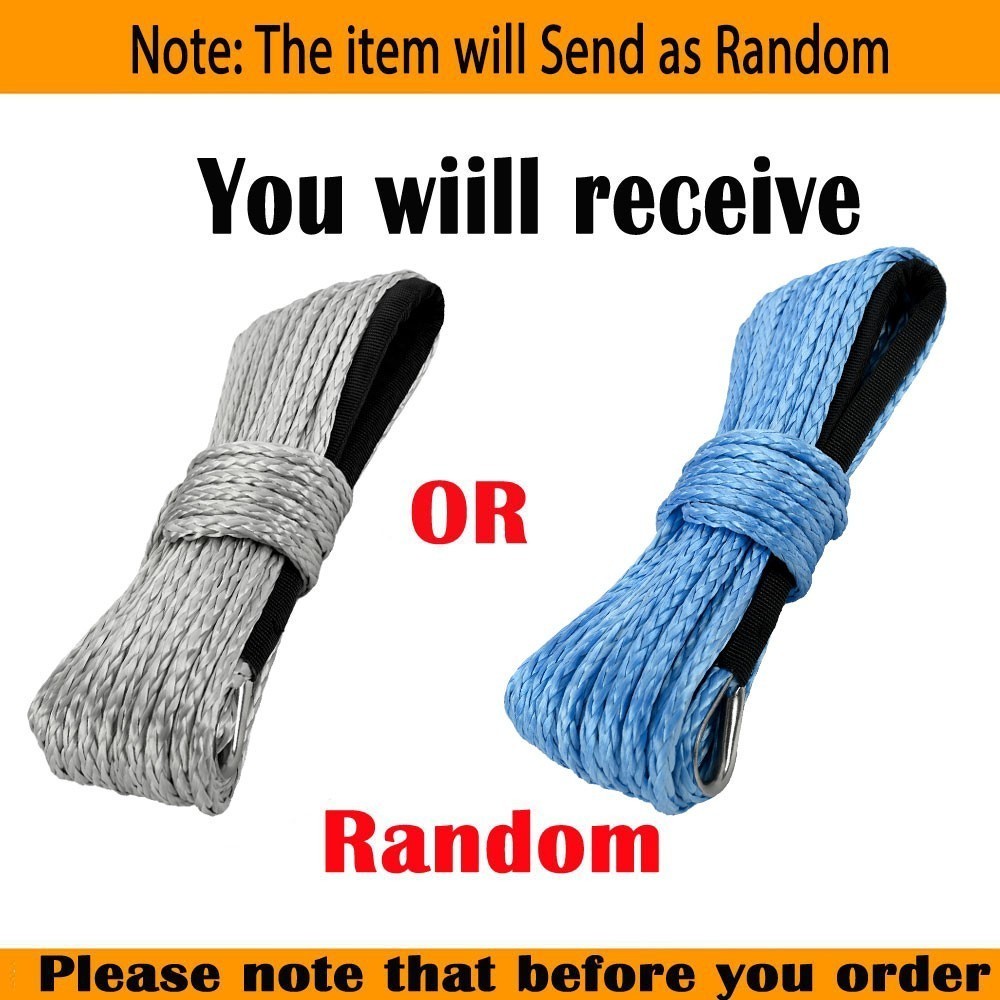 Fit 1/4″x50′ 10000LBS Synthetic Winch Rope Line Recovery Cable For 4WD ATV 50ft