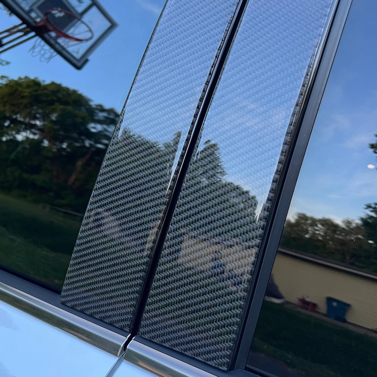 For 2009-2014 Nissan Maxima Real Carbon Fiber Black Pillar Post Window Trim 6PC