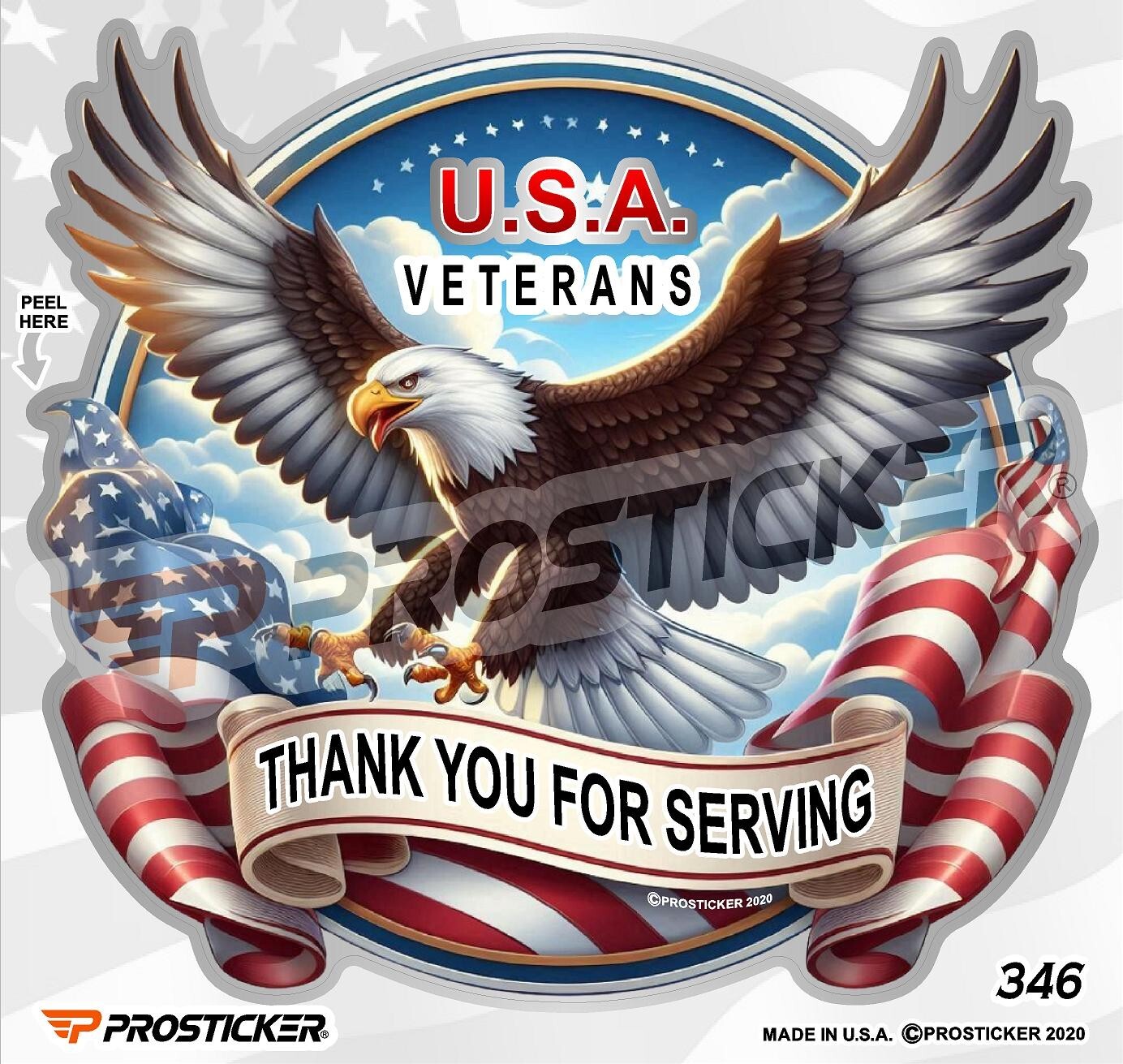 Veterans Thank You For Serving Decal USA Flag Eagle Military 4″ ProSticker 346