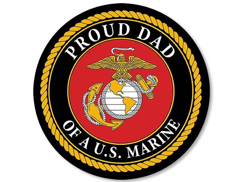3×3 inch Round Proud DAD of a US Marine Sticker (logo decal us) USMC Licensed
