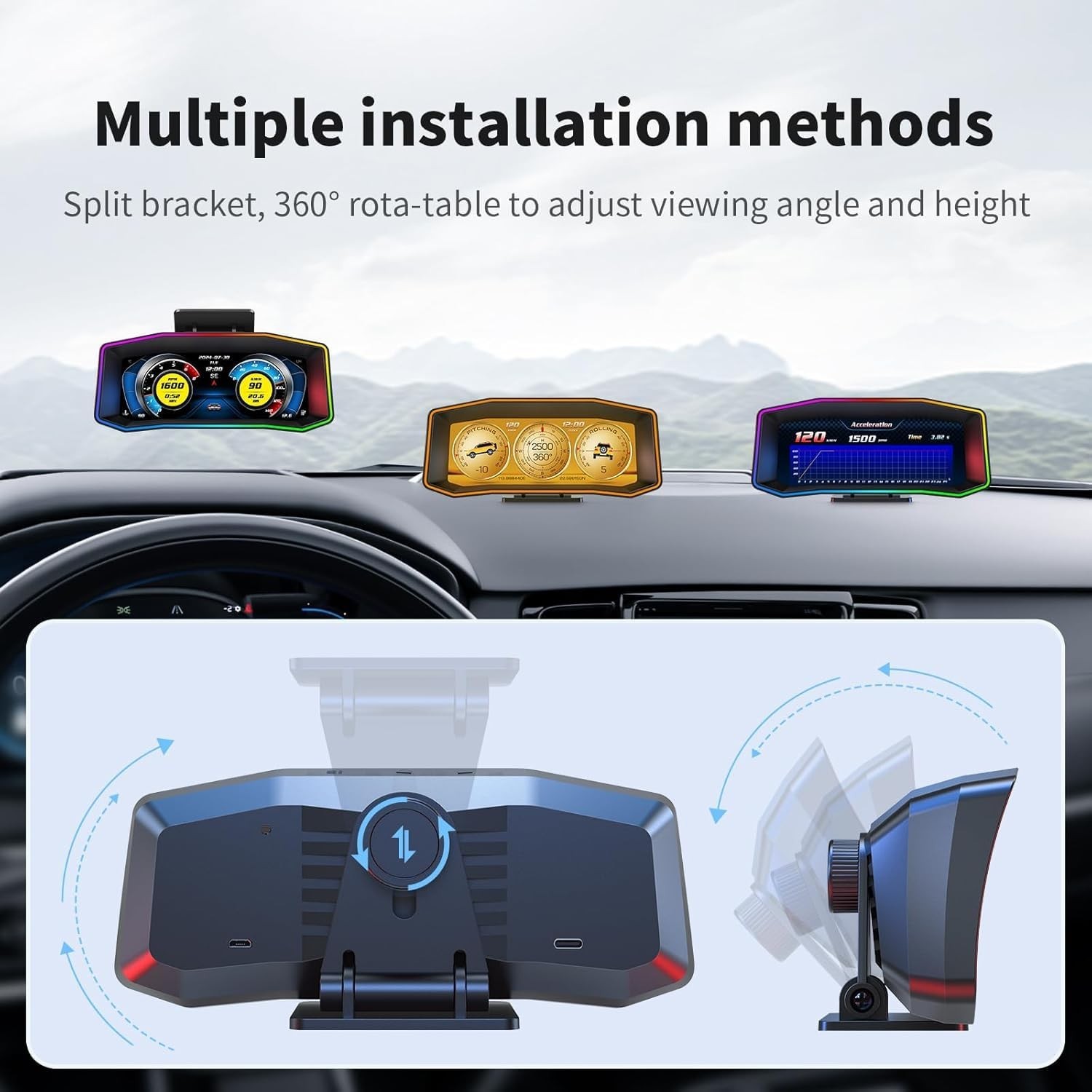 6.2″ HD OBD2 Gauge Display GPS Speedometer Multi-Function Meter, Error Code Read