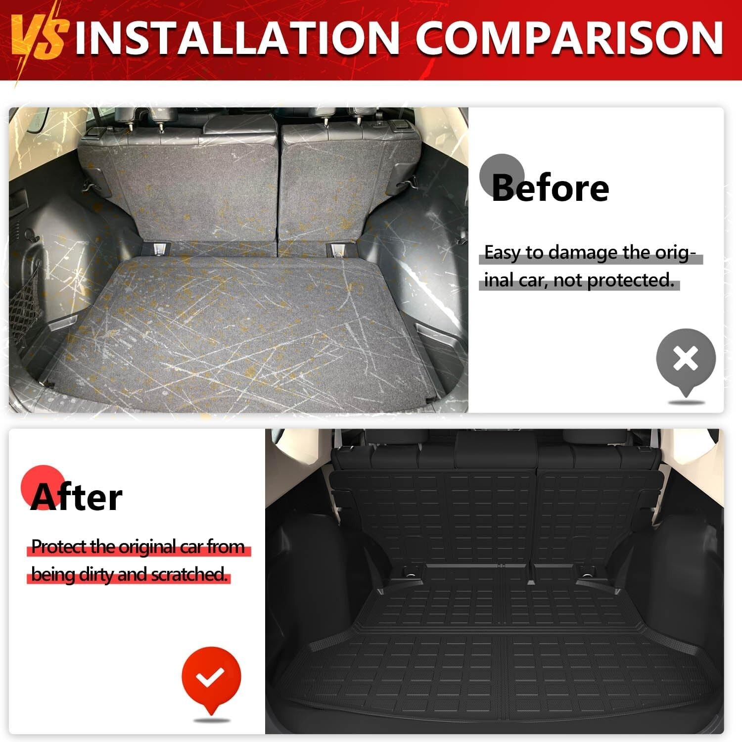 Cargo Liners Backrest Mats Trunk Mat All Weather Mats For 2012-2016 Honda CRV
