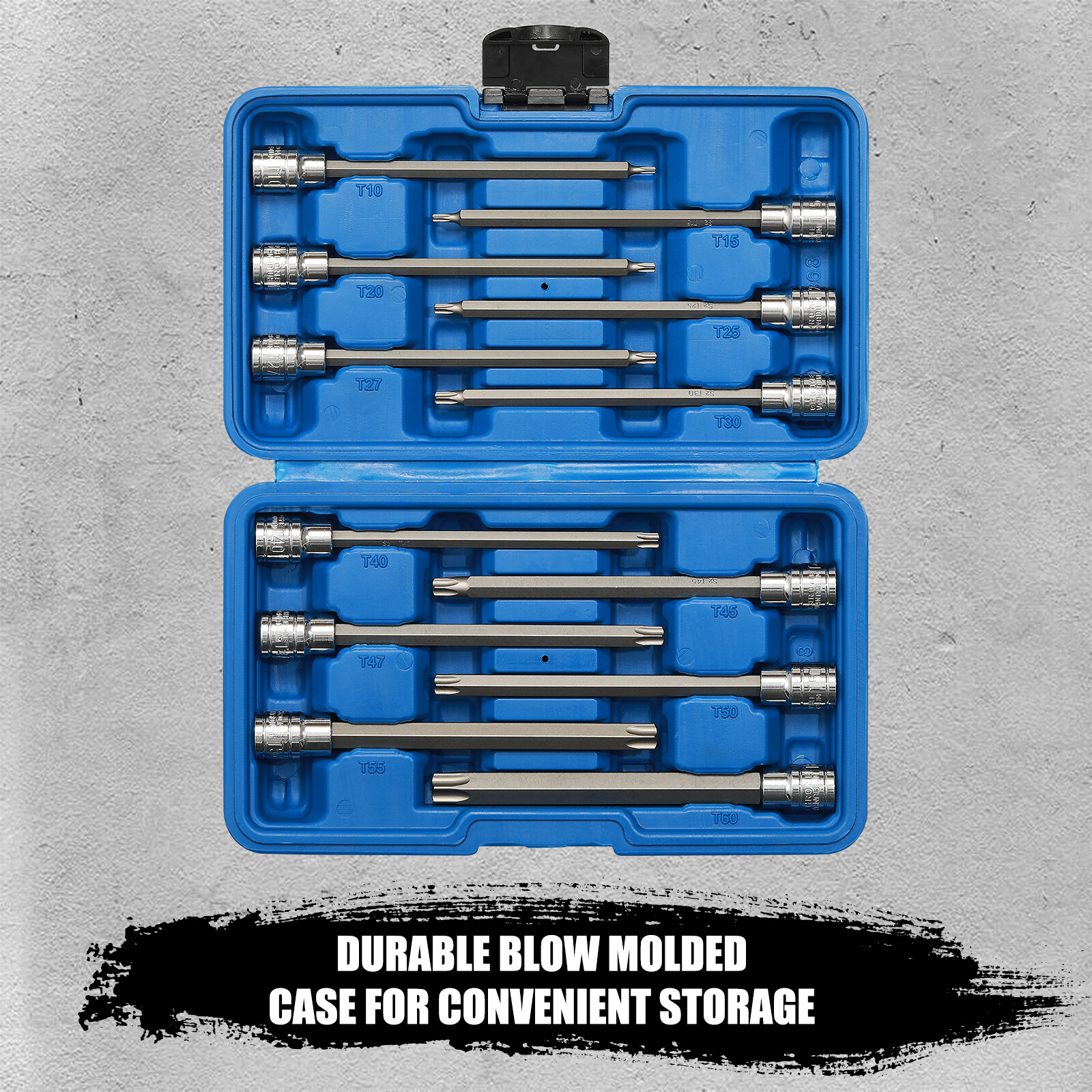 3/8″Drive Extra Long Torx Bit Socket Set, 12 Piece Torx Stra Bit Set, T10 to T60